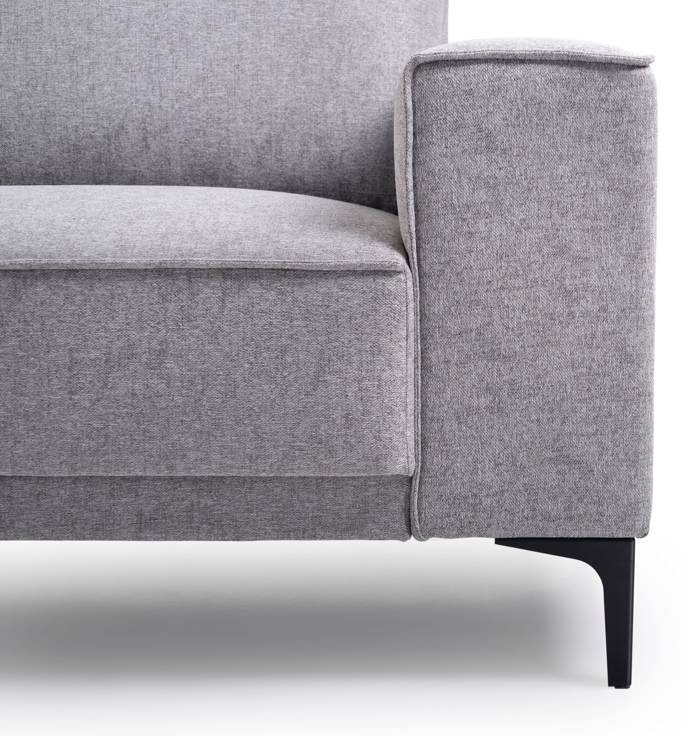 Places of Style Wohnlandschaft »XXL Sofa Oland, Struktur, Flachgewebe, Luxus-Microfaser, Boucle«, U-Form, 342 cm, Wellenunterfederung, Skandi-Design, Metallfüsse