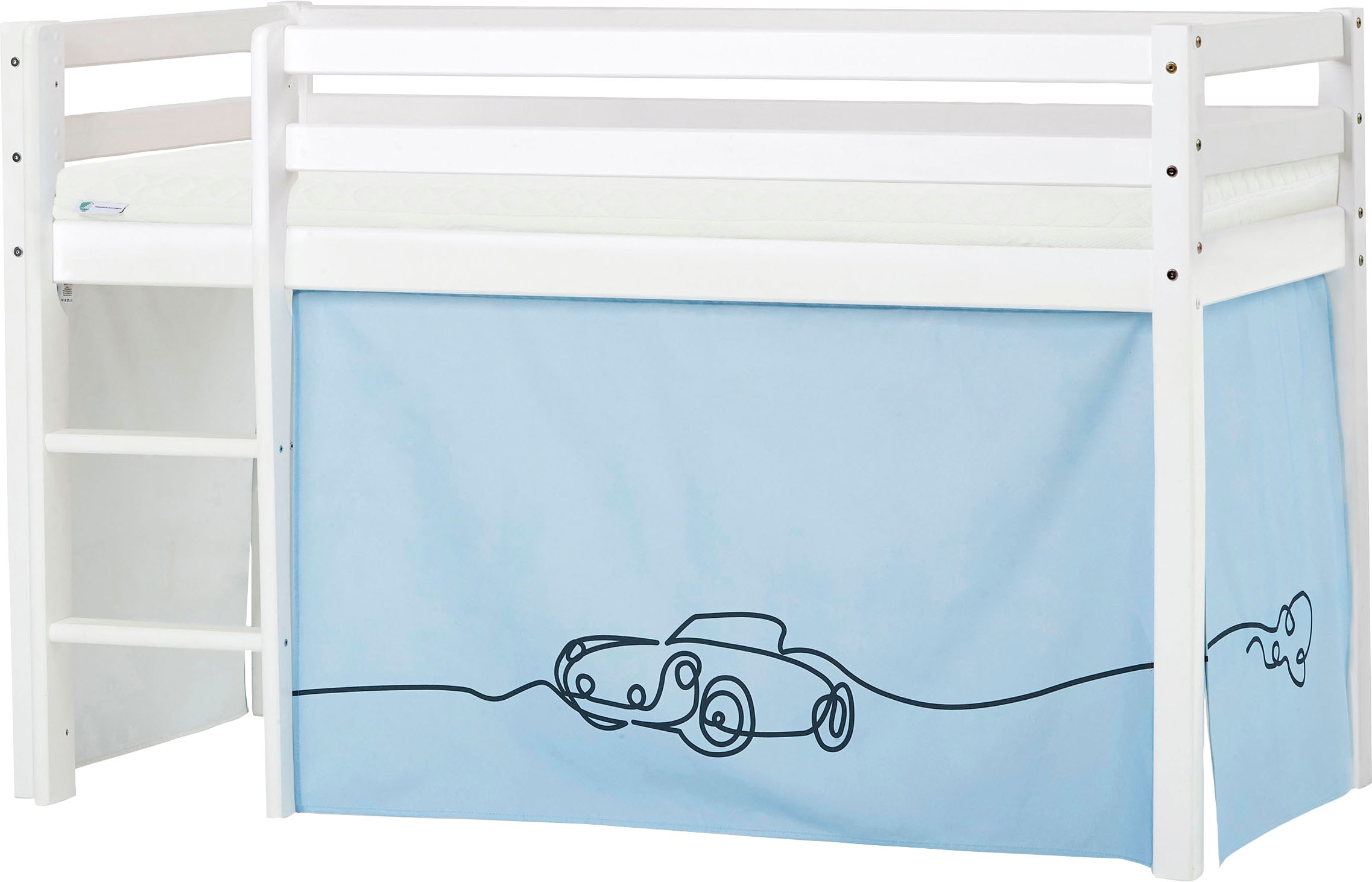 Hoppekids Hochbett »ECO Dream, Kinderbett, Spielbett, Halbhohes Bett aus Massivholz« inkl. Vorhang-Set Creator, Bettgrösse & Matratze wählbar