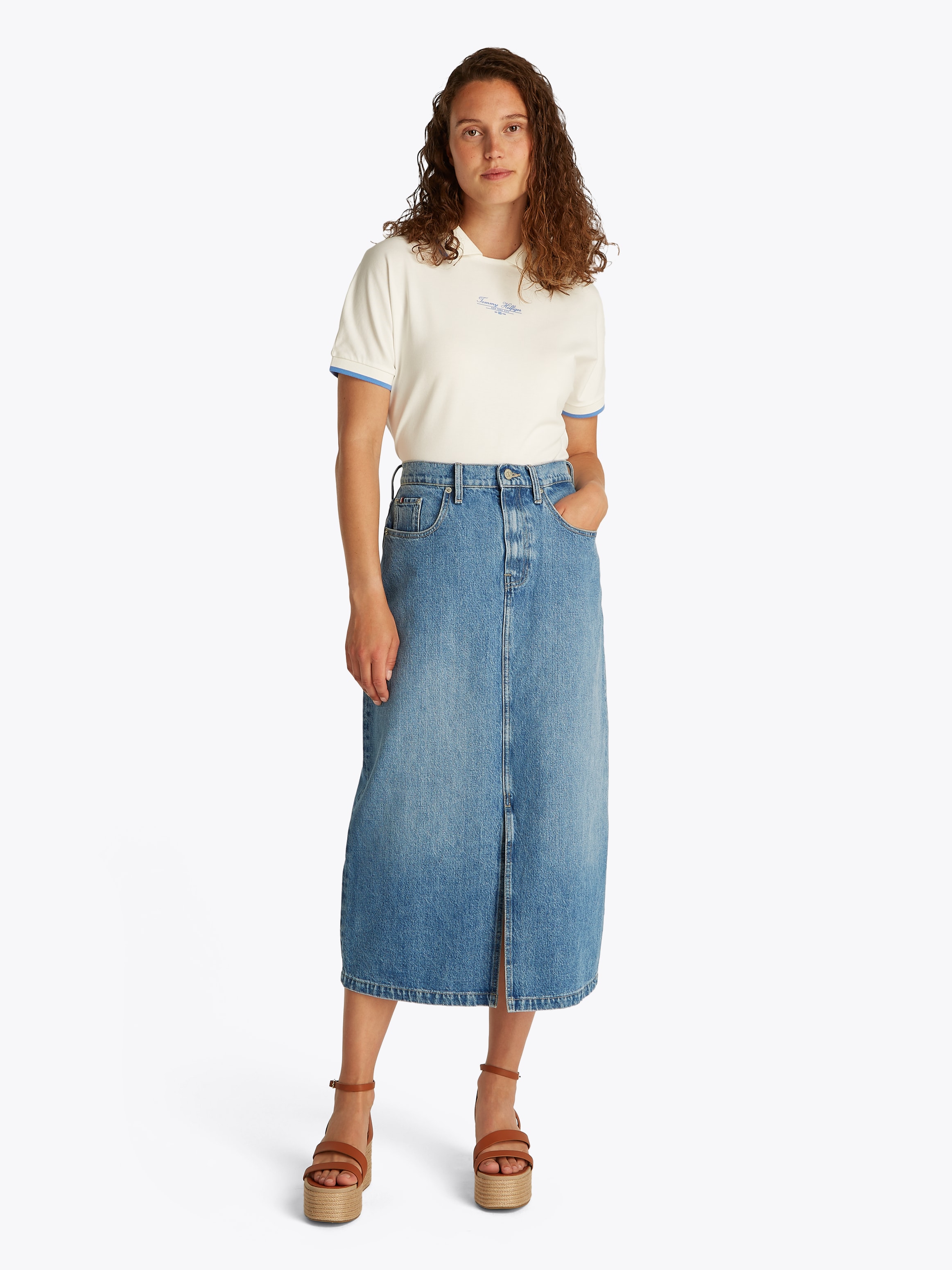 Tommy Hilfiger Jeansrock »DNM MIDI STRAIGHT SKIRT HW UMA«, in blauer Waschung