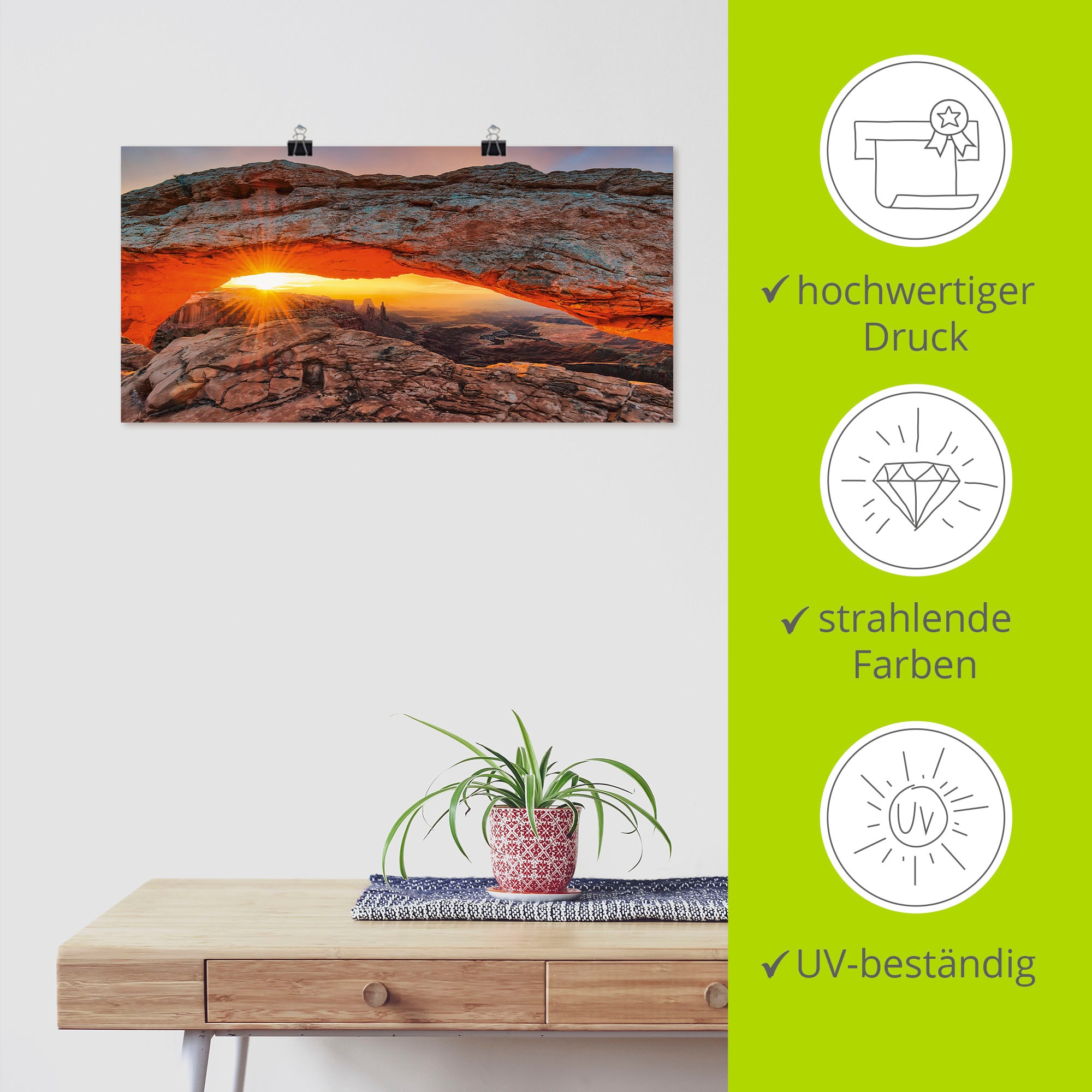Artland Wandbild »Iconic Mesa Arch«, Felsen, (1 St.), als Alubild, Outdoorbild, Leinwandbild, Poster in verschied. Grössen