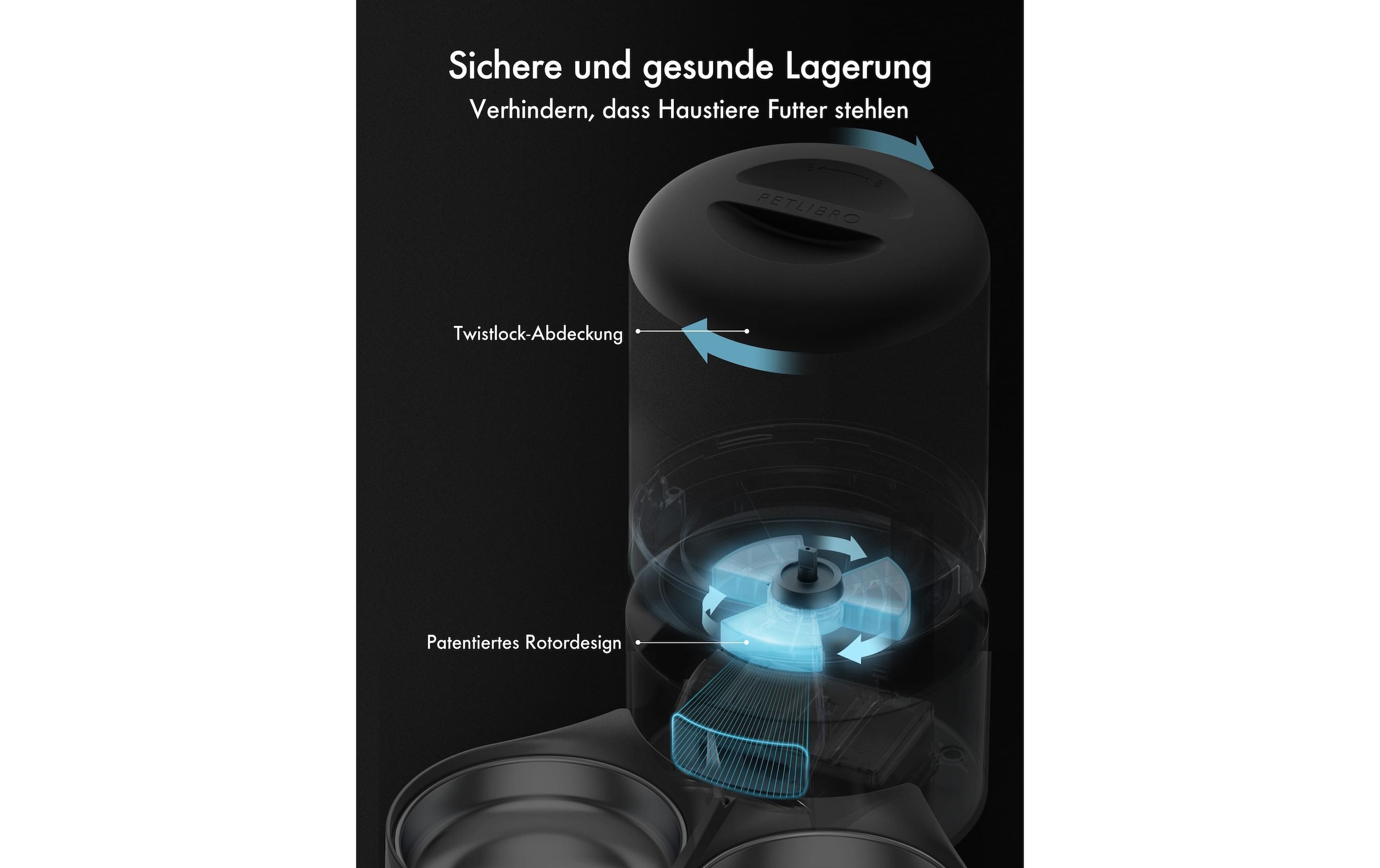 Futterautomat »Petlibro Granary Dual Feeder 5 l, Schwarz«