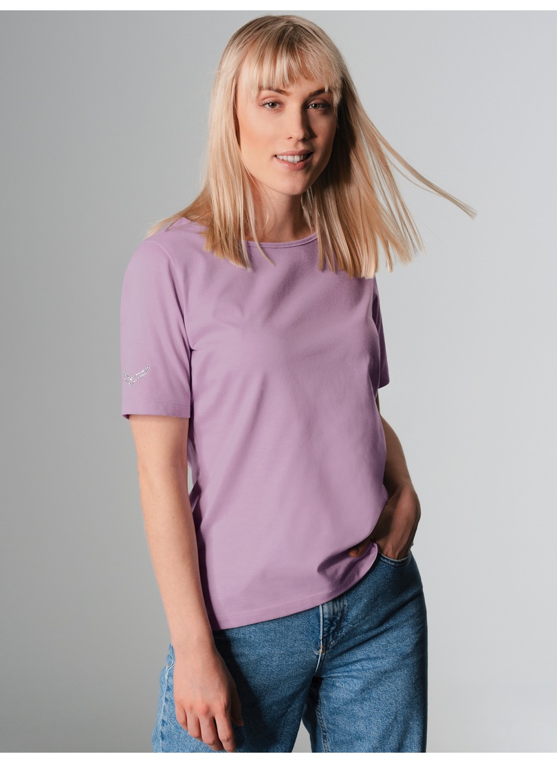 Trigema T-Shirt »TRIGEMA T-Shirt DELUXE Baumwolle mit Kristallsteinen« 1 Stk.