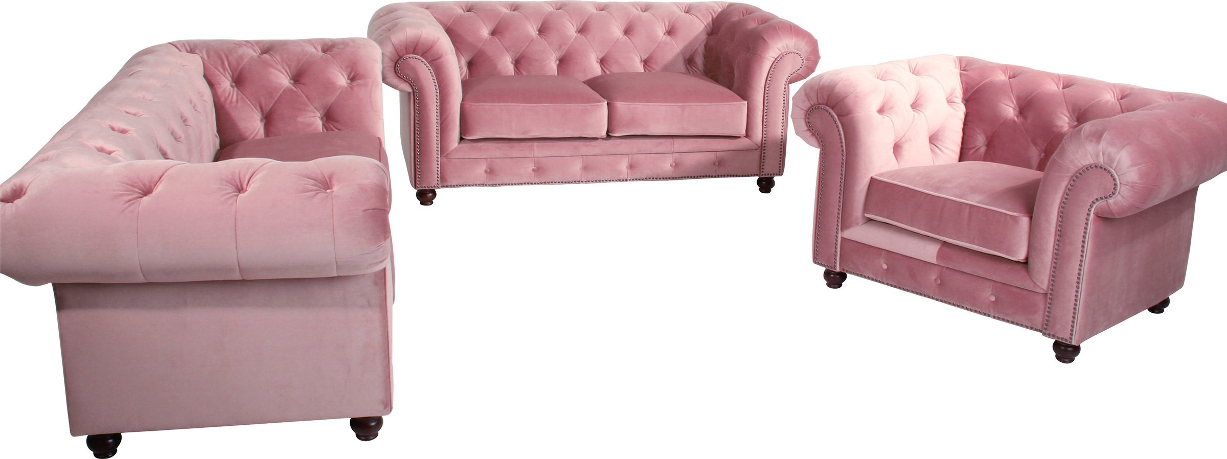 Max Winzer® Polstergarnitur »Old England Chesterfield, hochwertig und elegant«, (3 tlg.), mit edler Knopfheftung, 3-tlg.