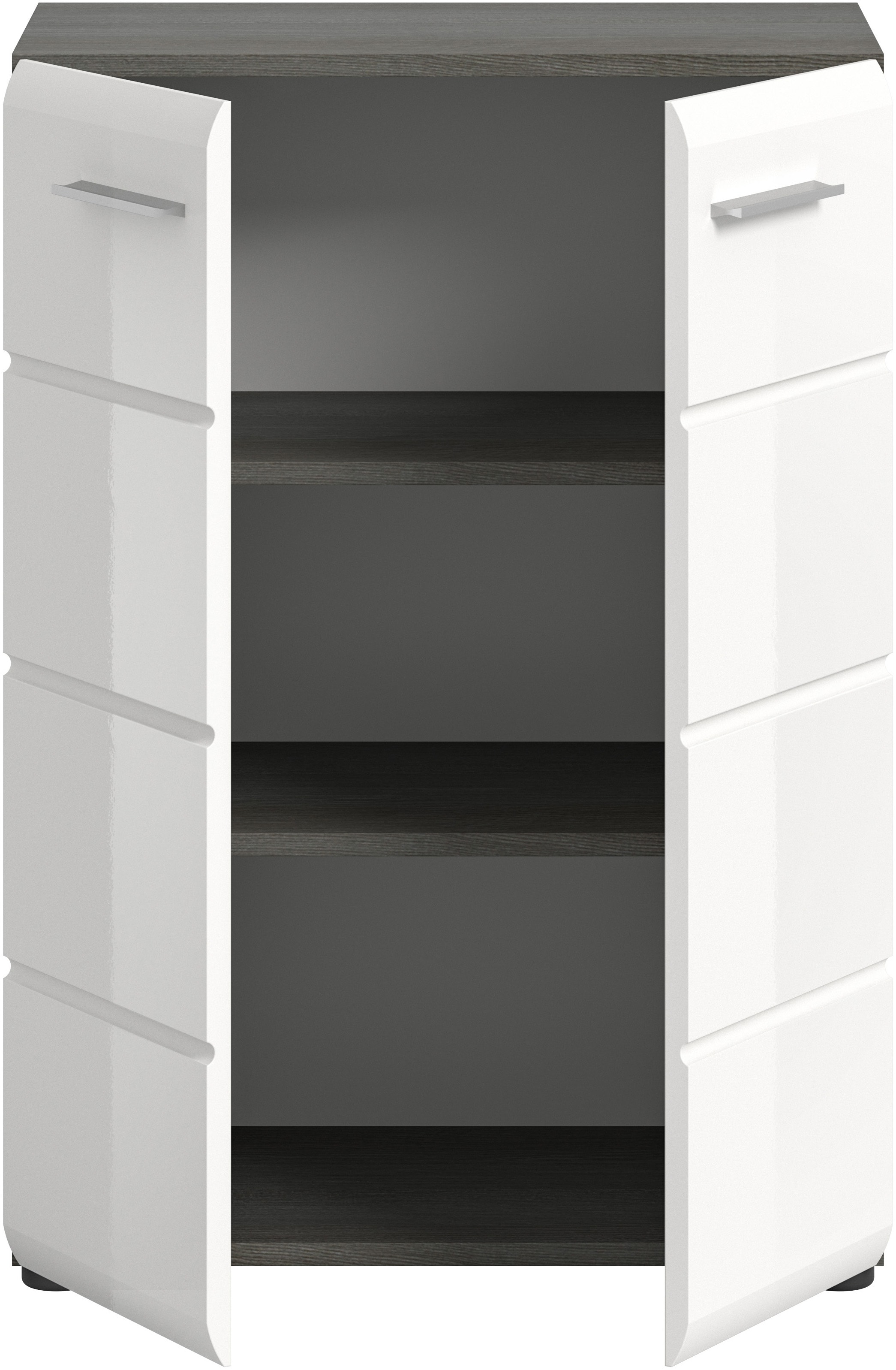 INOSIGN Kommode »Rumba, Breite 60cm, in Rauchsilberfarben Nachbildung/ Weiss Hochglanz«, Kommode, Sideboard, Schrank