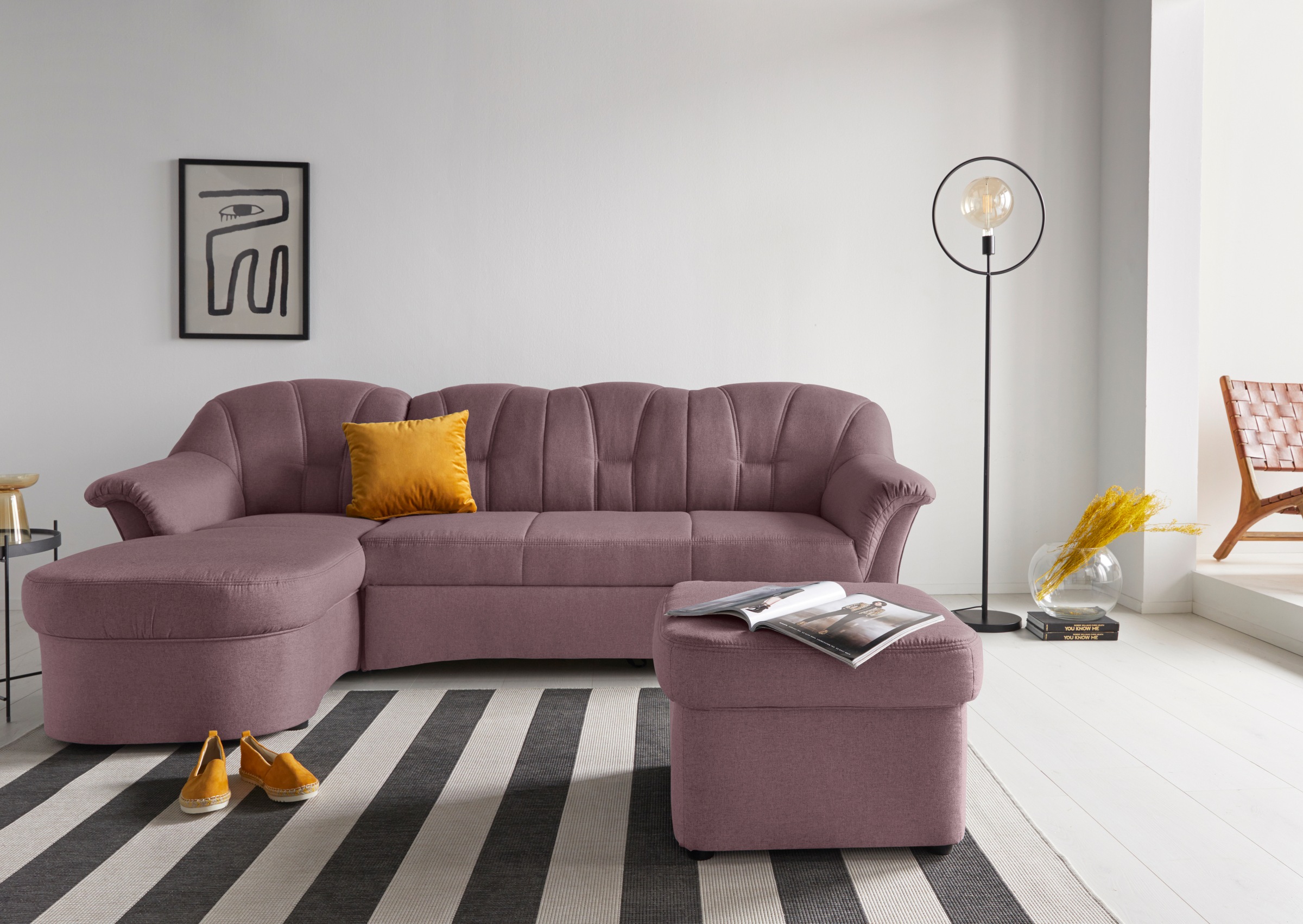 DOMO collection Ecksofa Papenburg L-Form, in grosser Farbvielfalt, wahlweise mit Bettfunktion