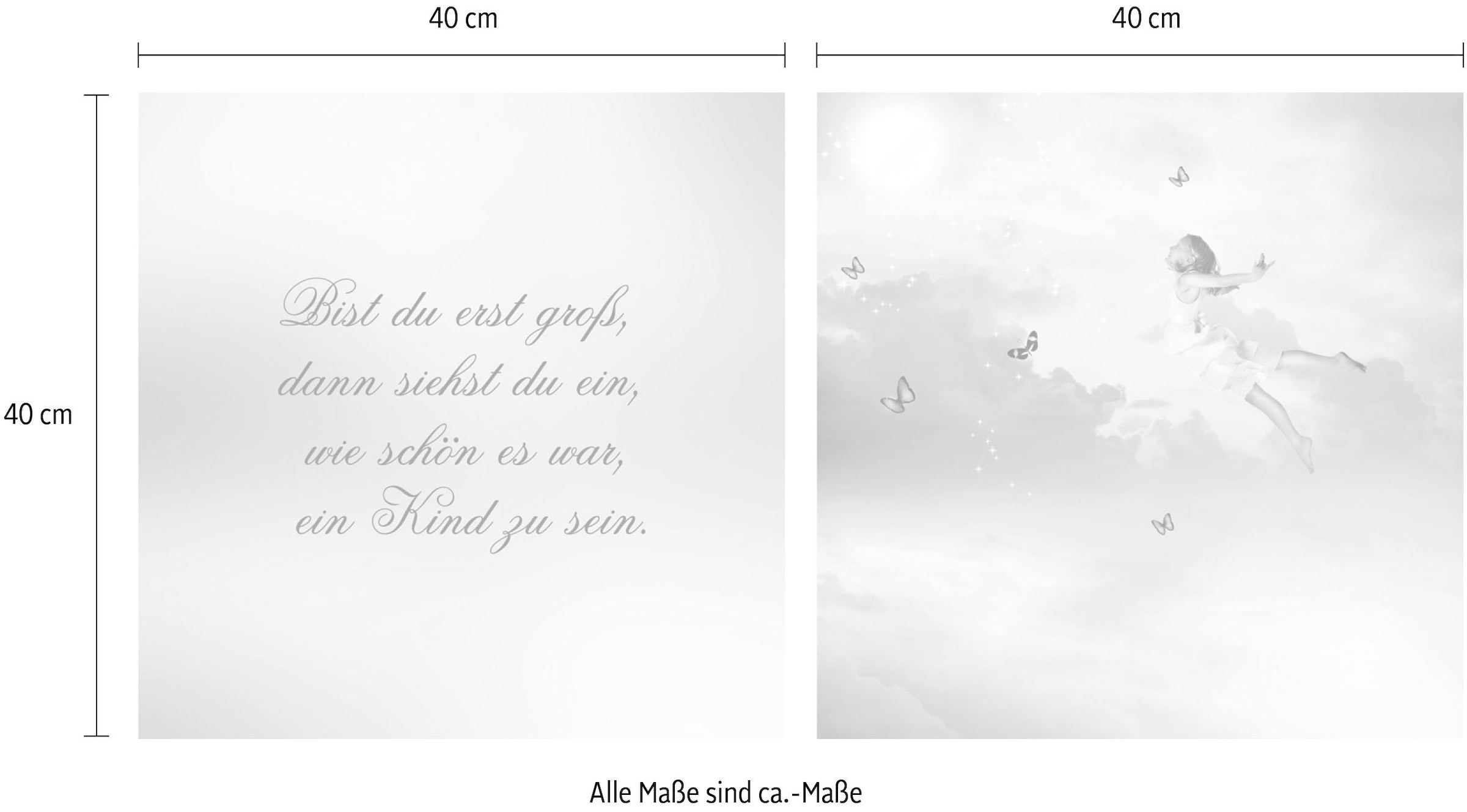 queence Leinwandbild »Gedicht Kinder«, (Set), Premium-Leinwandstoff, Handarbeit aus Deutschland, Spruch, 2er Set