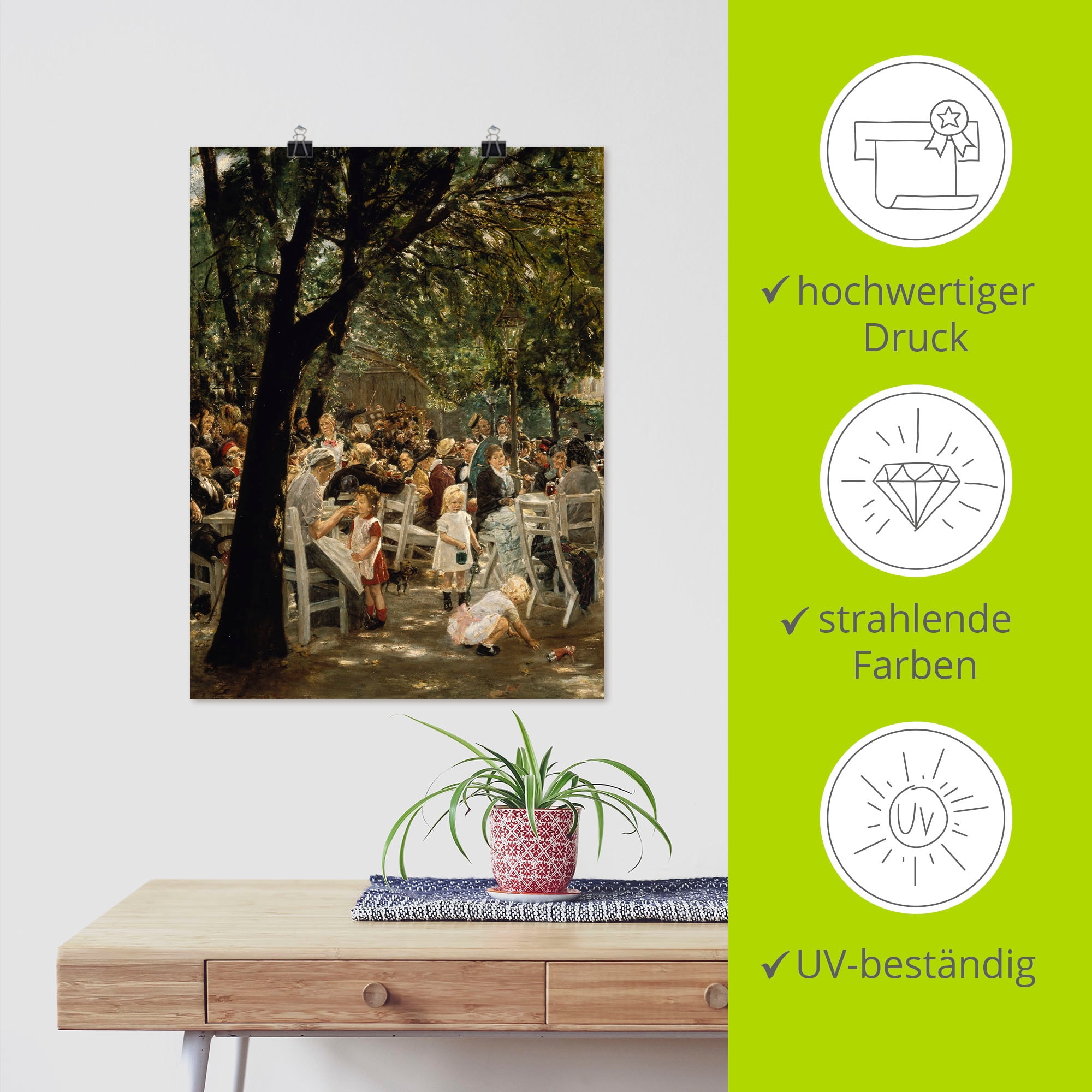 Artland Kunstdruck »Münchner Biergarten. 1883/84«, Gruppen & Familien, (1 St.), als Leinwandbild, Wandaufkleber oder Poster in versch. Grössen