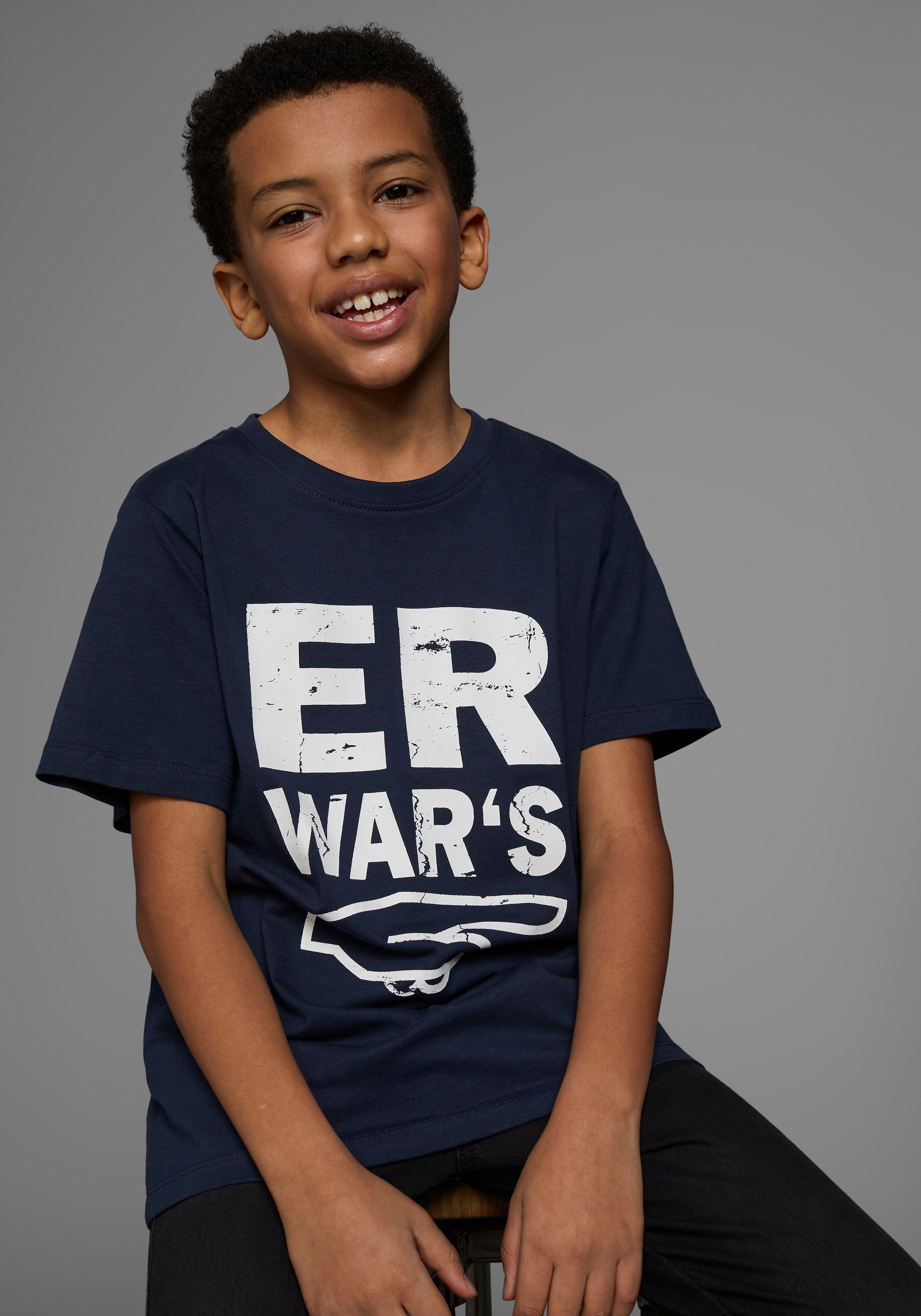 KIDSWORLD T-Shirt »ER WAR`S«, Kurzarm, mit Rundhalsausschnitt, mit Aufdruck, aus Baumwolle
