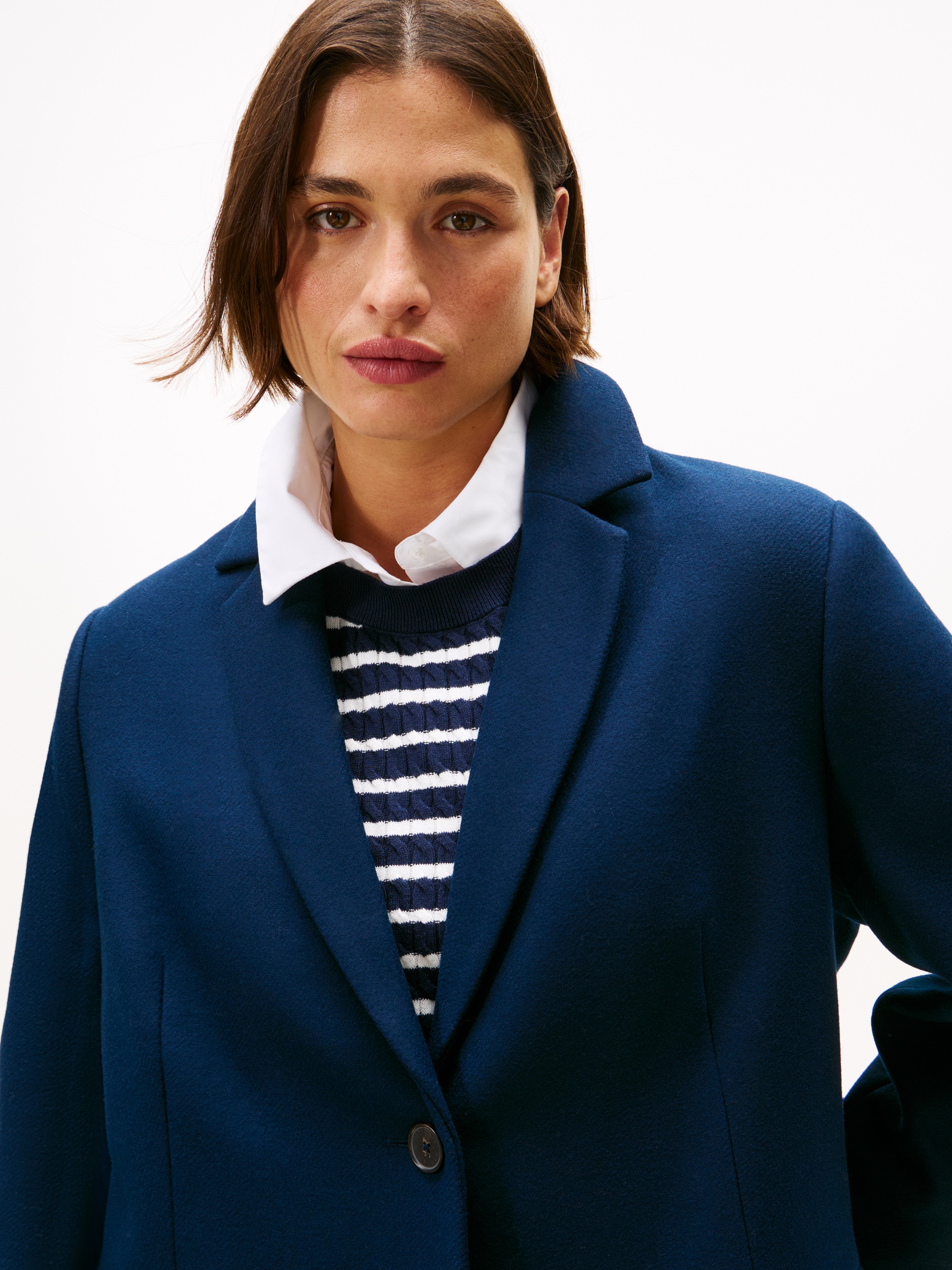 Tommy Hilfiger Curve Langmantel »CRV CLASSIC SB WOOL REG COAT«, in grossen Grössen, mit Wolle und Kaschmiranteil