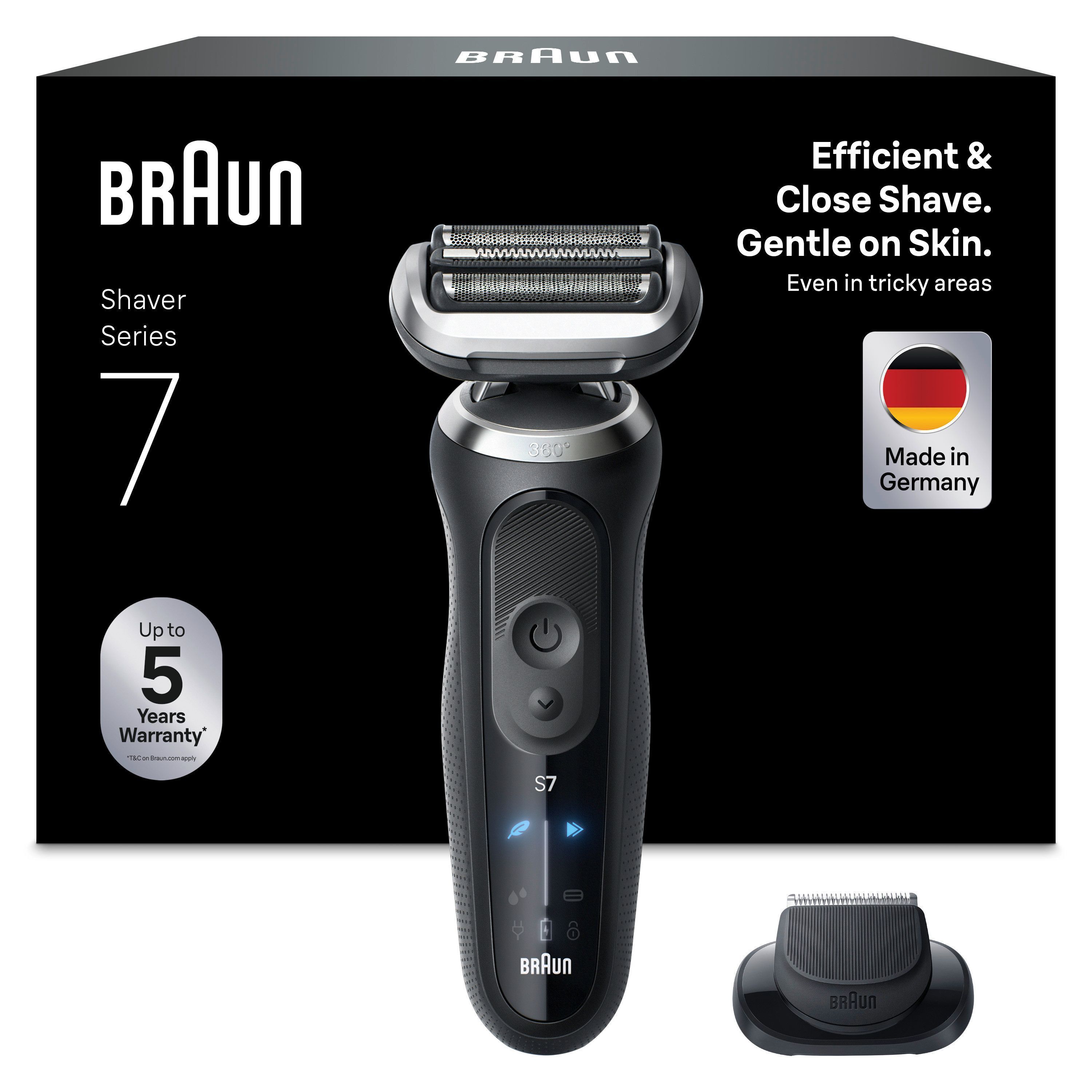 Braun Elektrorasierer "Series 7 72-G1200s" 1 Stk. Aufsätze Bis zu 60 Min, Präzisionstrimmer-Aufsatz, 100% wasserdicht