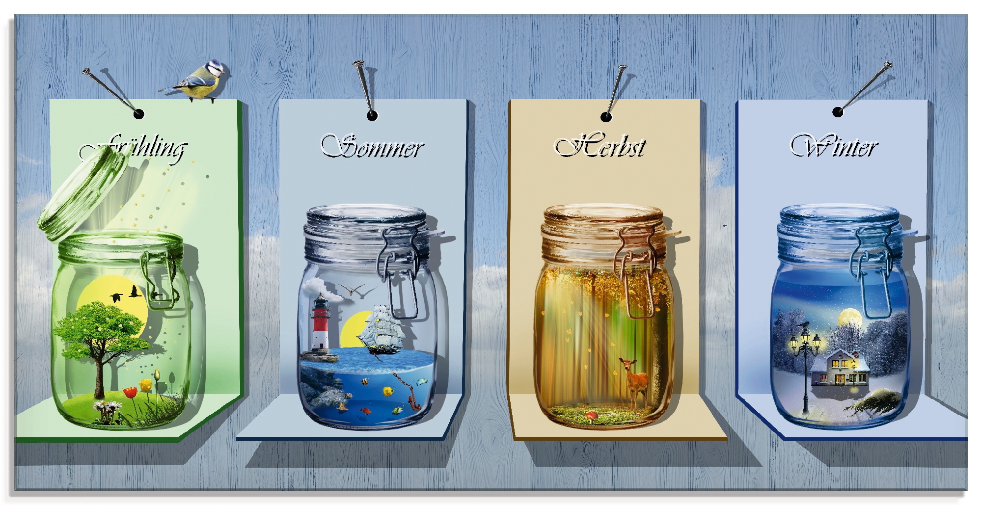 Artland Glasbild »Jahreszeiten in bestellen Vier online Gläsern«, Jahreszeiten, (1 St.), Grössen | in verschiedenen Jelmoli-Versand