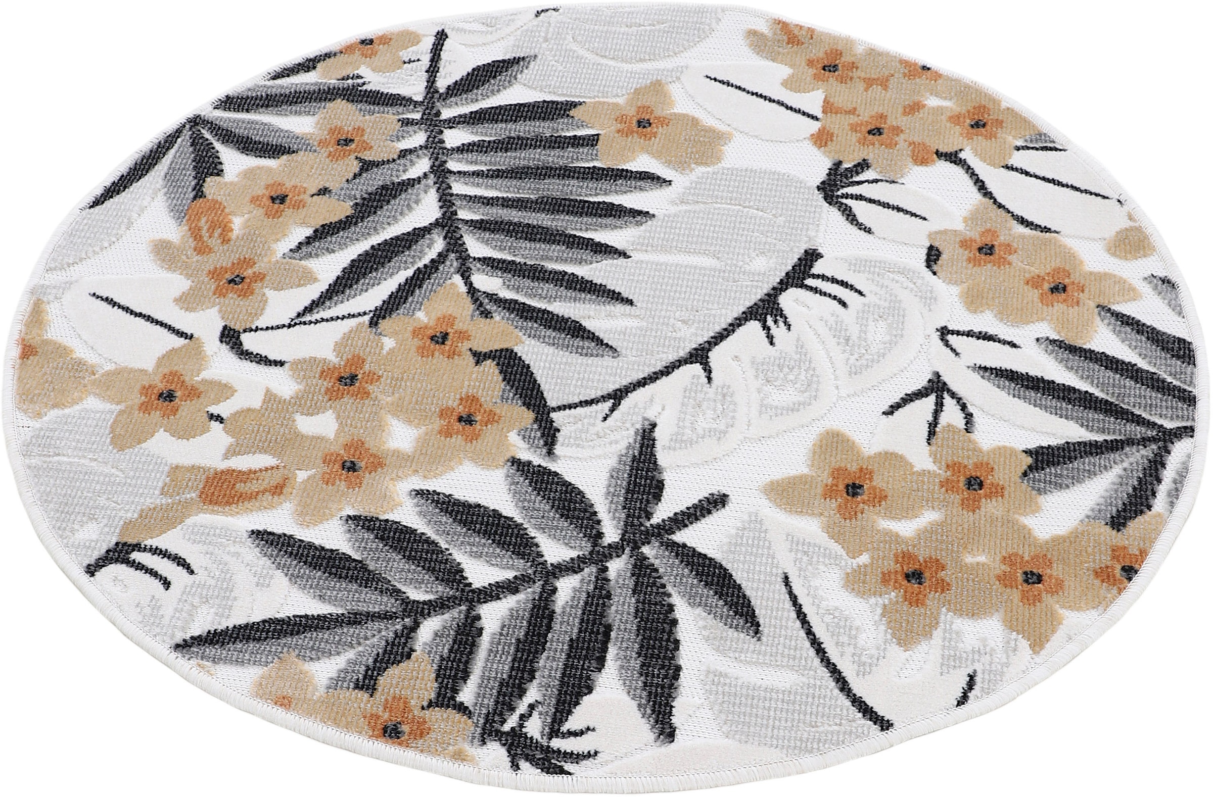 carpetfine Teppich »Deja 102«, rund, robustes Flachgewebe, Motiv- Floral  Palmenblätter, Hoch-Tief Effekt online shoppen | Jelmoli-Versand