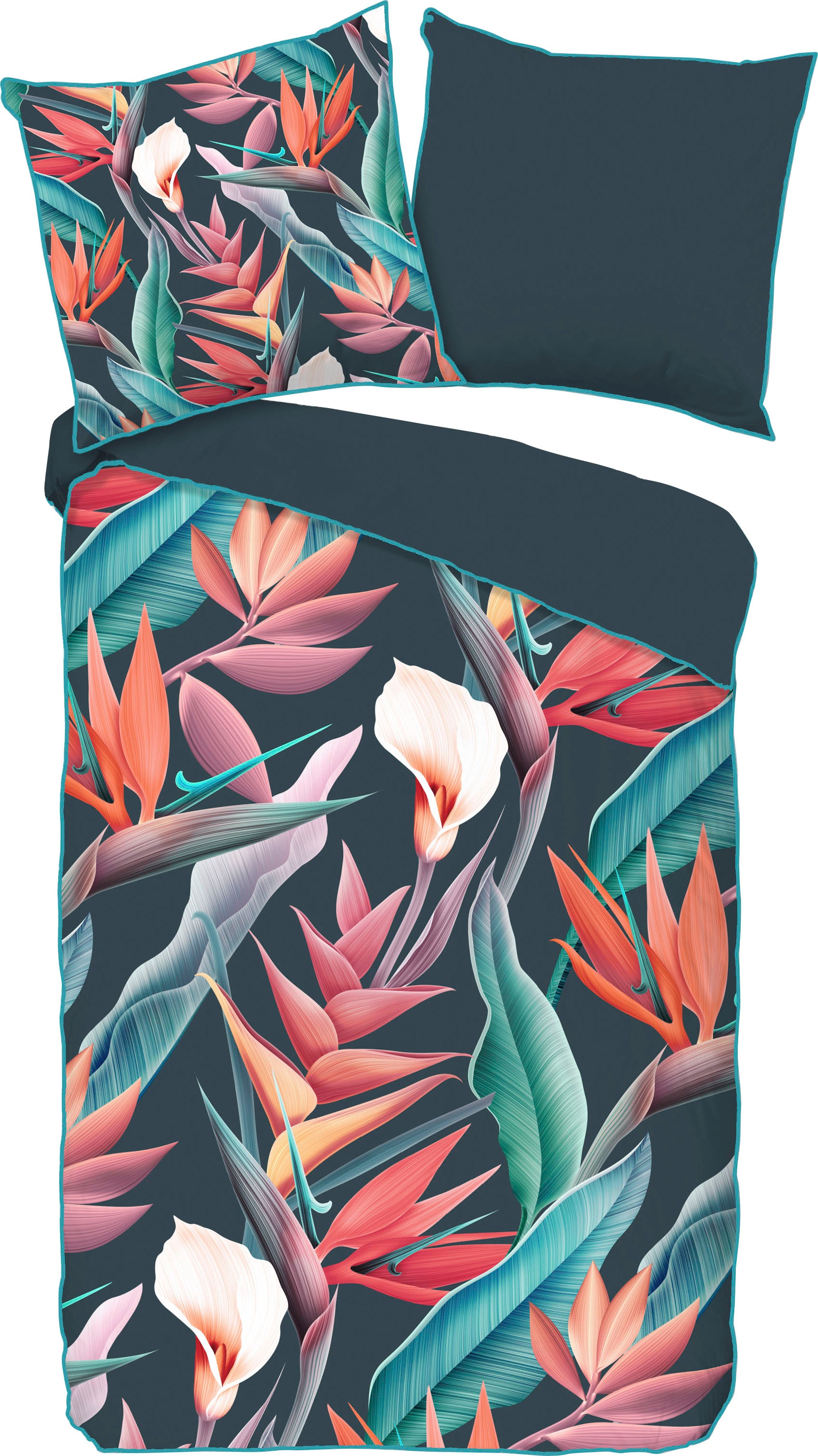 Descanso Bettwäsche »Chloe«, Baumwolle, Satin, 135x200, Biese, Reissverschluss, Wendeoptik, Blumen
