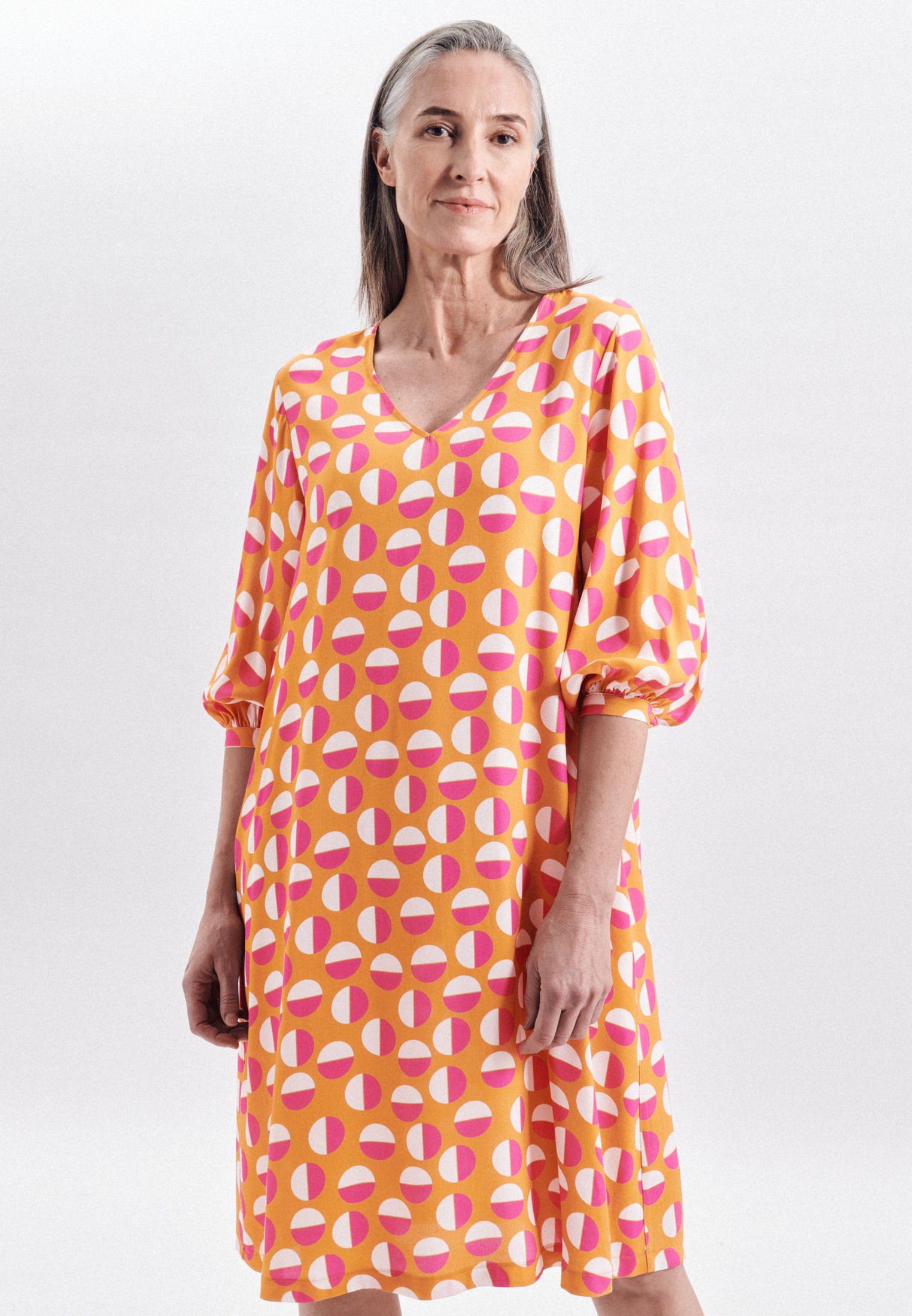 seidensticker Sommerkleid »Schwarze Rose« 3/4-Arm V-Neck Punkte