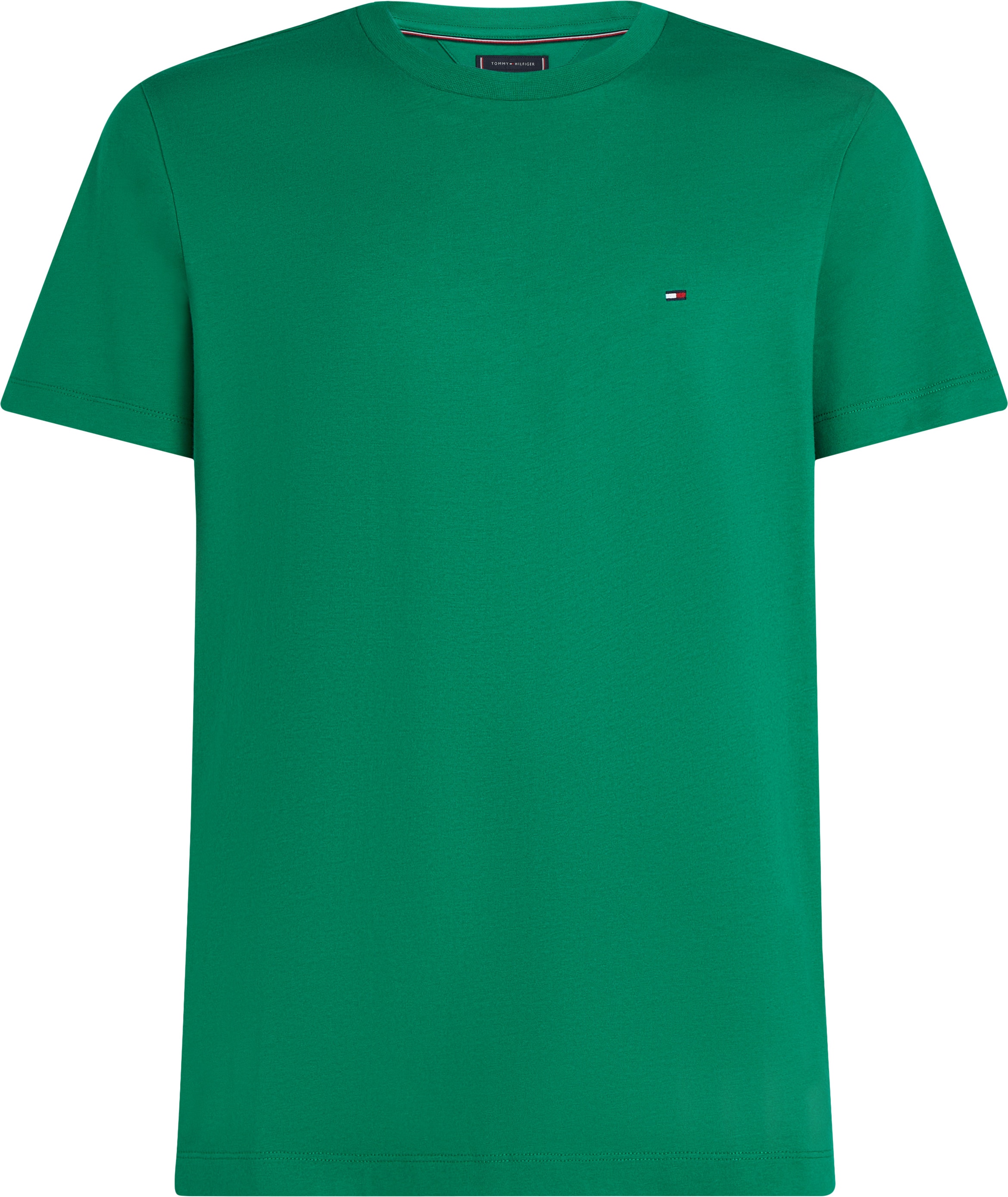 Tommy Hilfiger T-Shirt »ESSENTIAL REG FIT SOLID TEE mit Stickerei und Rundhals«, unifarben, casual, regular fit, Baumwolle, Rundhals