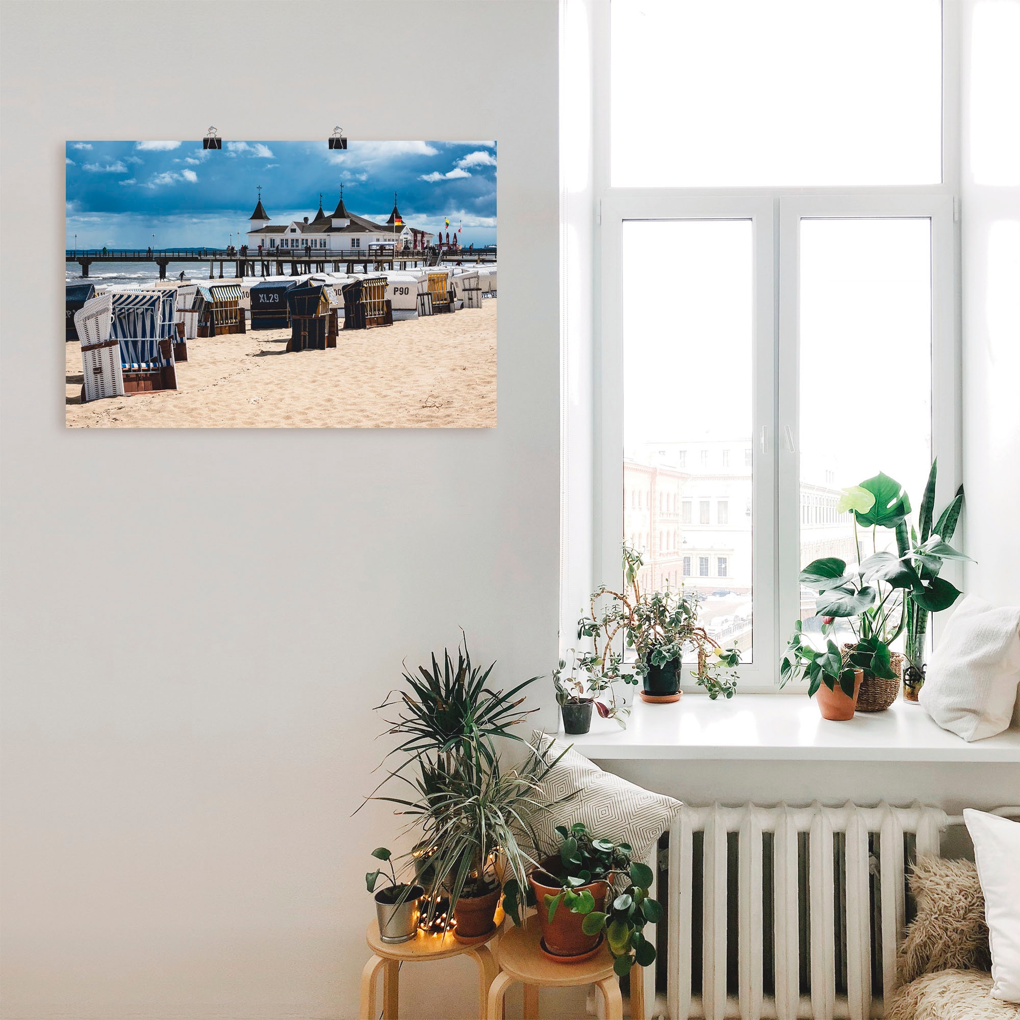 Artland Wandbild »Seebrücke in Ahlbeck Insel Usedom«, Strand, (1 St.), als Alubild, Leinwandbild, Wandaufkleber oder Poster in versch. Grössen