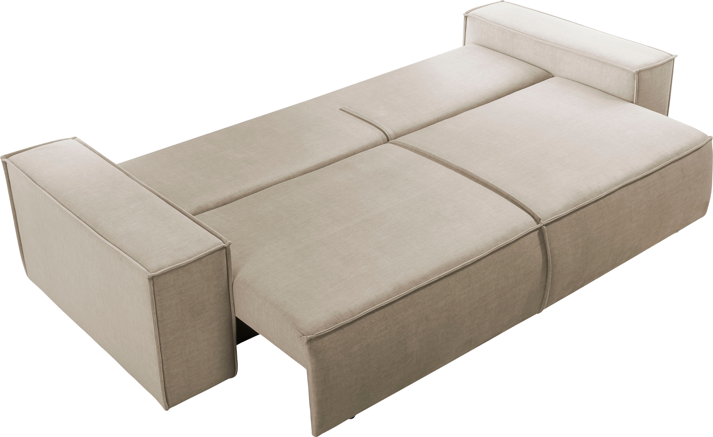 Home affaire 3-Sitzer »SHERWOOD Schlafsofa (257cm) Cord, Samtvelours, Vintage-Lederoptik«, Schlaffunktion mit Bettkasten (ca. 136/200cm)