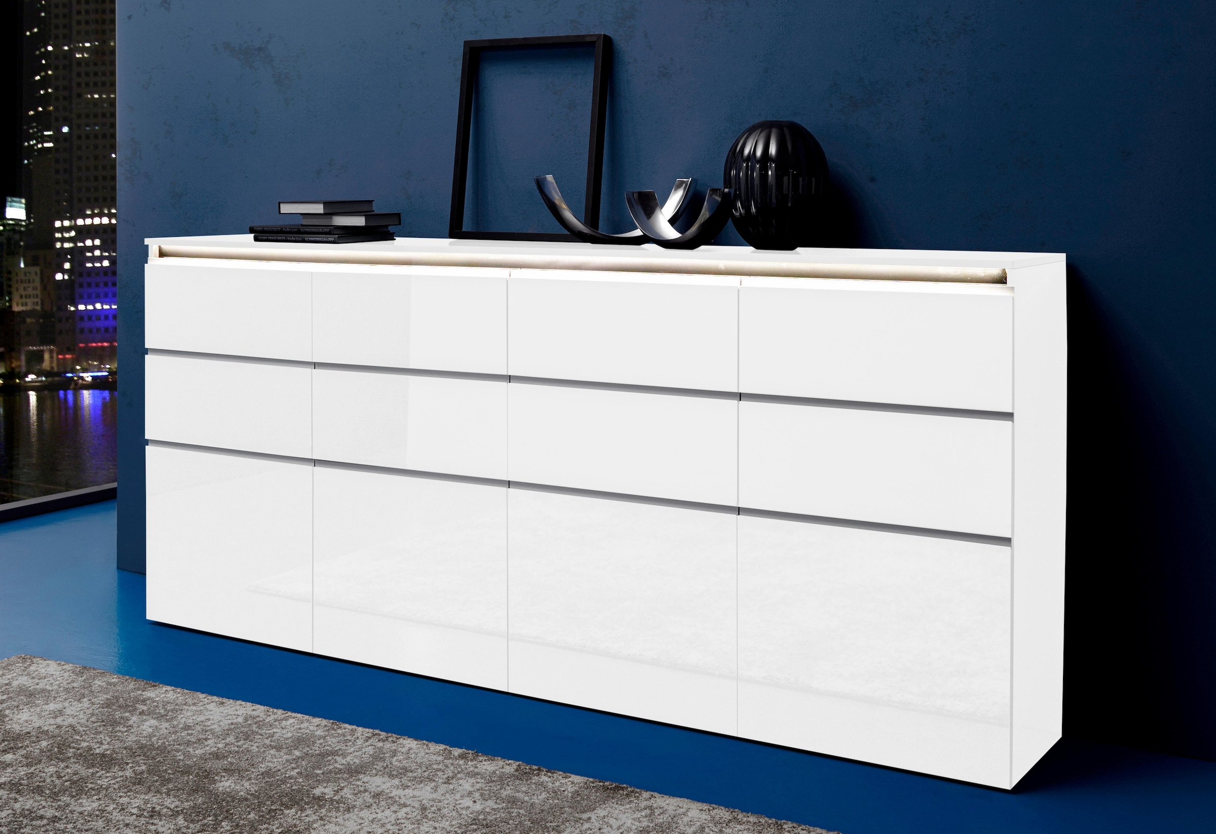 INOSIGN Highboard »Magic, Highboard, Hochschrank, Hochkommode«, mit 4 Türen und 8 Schubkästen, Hochglanz lackiert, Breite 240cm