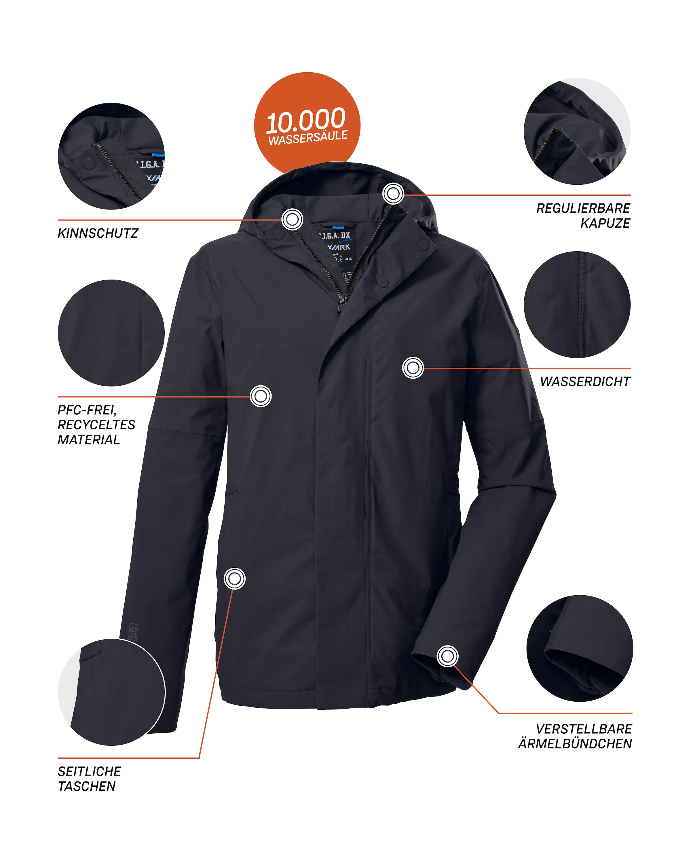 G.I.G.A. DX by killtec Funktionsjacke »GS 147 MN JCKT«, Wasser- und winddicht, urbaner Look, atmungsaktiv, recycelt