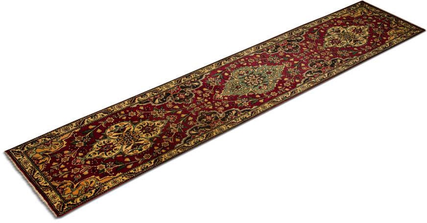 Wollteppich »Täbriz Teppich handgeknüpft rot«, rechteckig