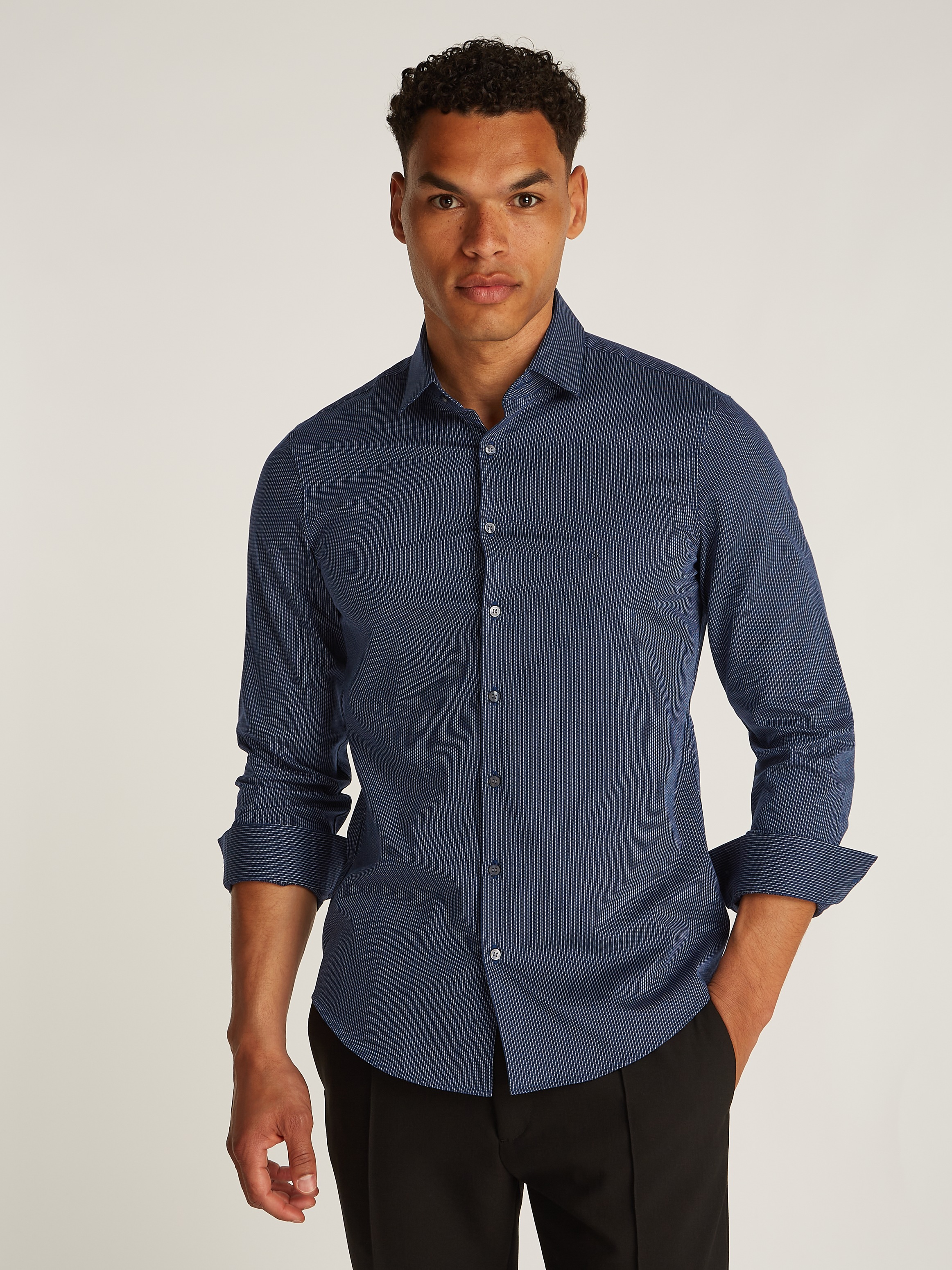 Calvin Klein Businesshemd »BUSINESS STRIPE SLIM SHIRT« mit Logoprint