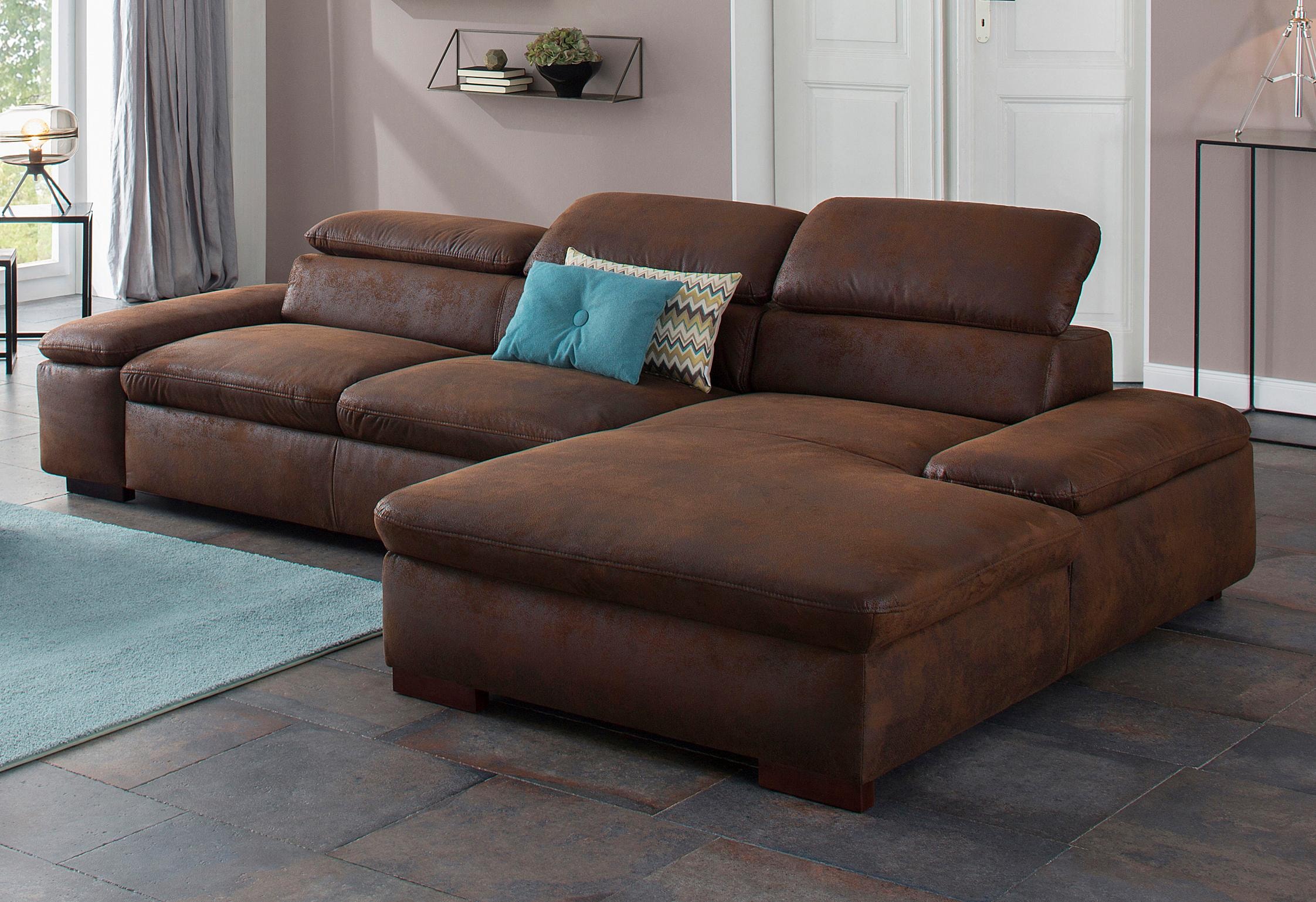 Home affaire Ecksofa "Alberto L-Form" mit Kopfteilverstellung, wahlweise mit Bettfunktion