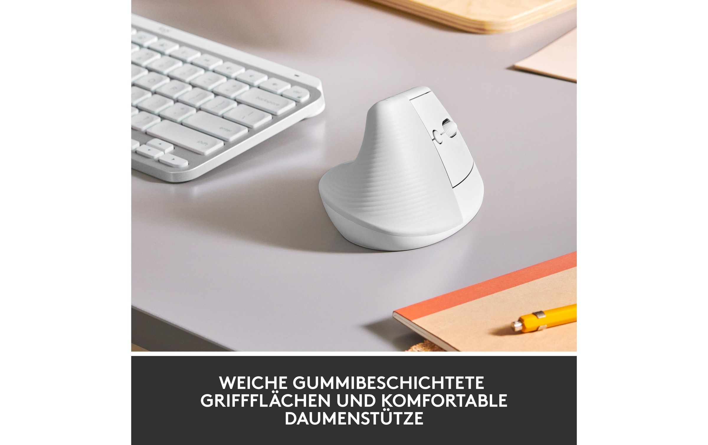 Logitech ergonomische Maus »Maus Lift Off-white«, kabellos