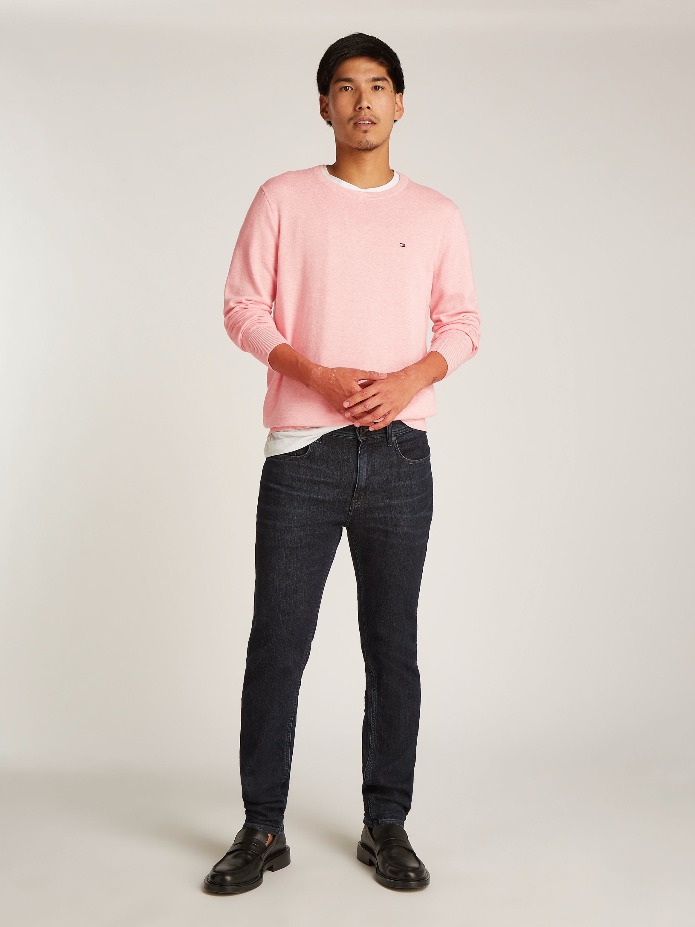 Tommy Hilfiger Rundhalspullover »ESSENTIAL COTTON CREW NECK«, 100% Baumwolle Crewneck Regular Fit Premium Mode