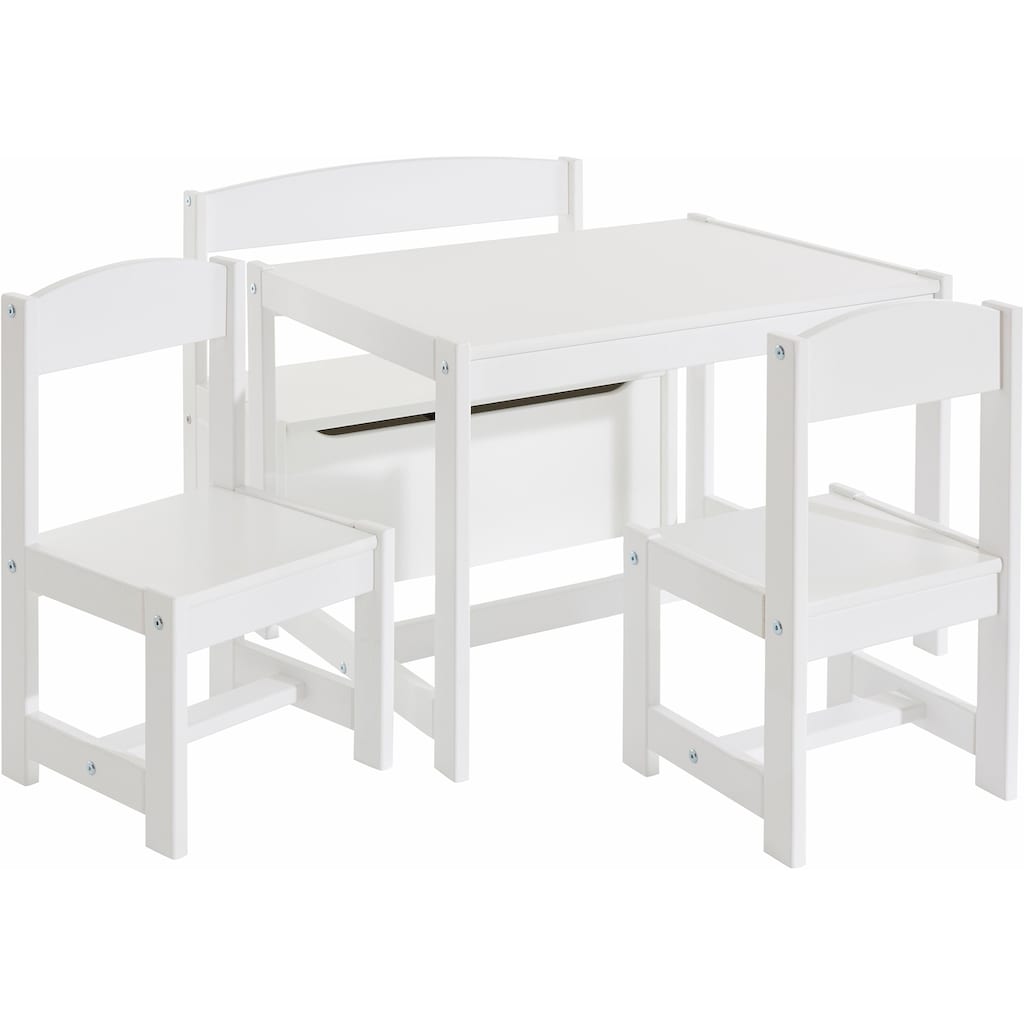 Hoppekids Kindersitzgruppe »MATHILDE«, (Set, 4 tlg.), mit 2 Stühlen, Tisch & Bank mit Stauraum