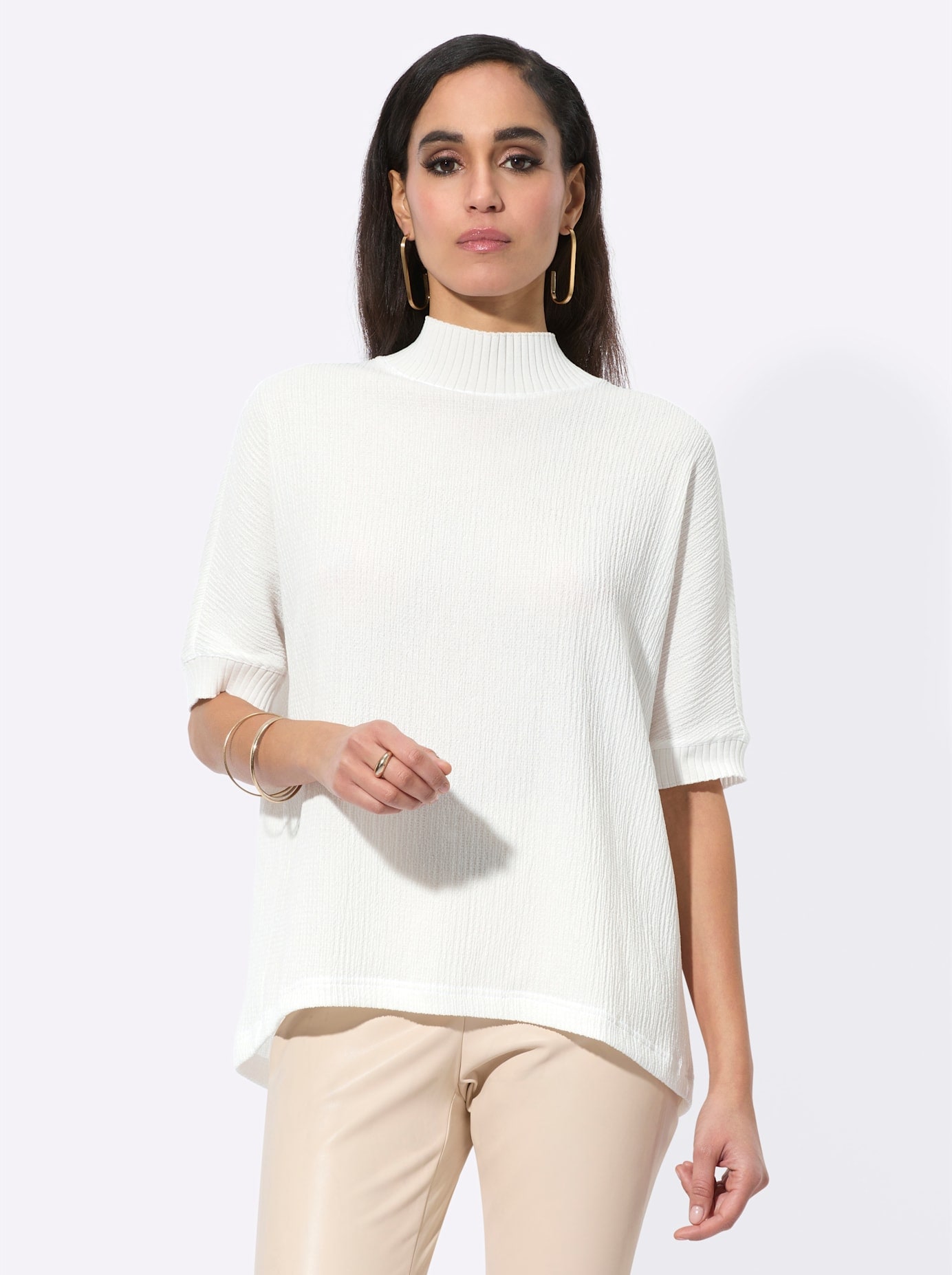 creation L Rollkragenshirt »Jacquard-Shirt«, (1 tlg.)