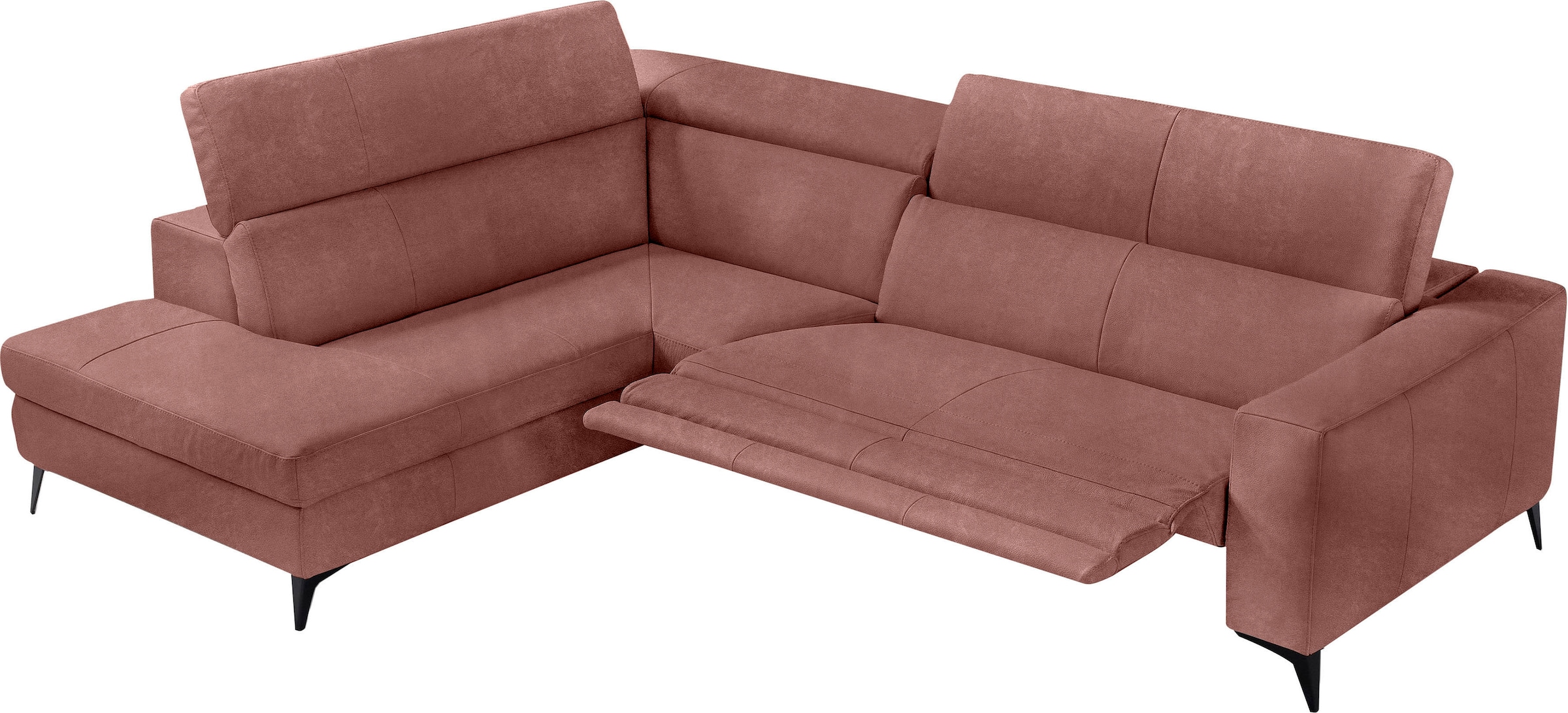 Egoitaliano Ecksofa "Edith, Designsofa mit hohem Sitzkomfort, L-Form" inkl. elektrischer Relaxfunktion und manuell verstellbaren Kopfteilen