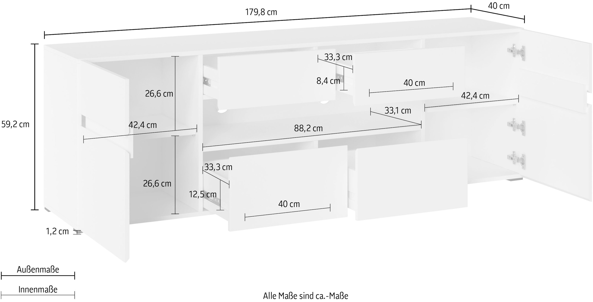 INOSIGN Lowboard »Rimini«, Breite 180 cm