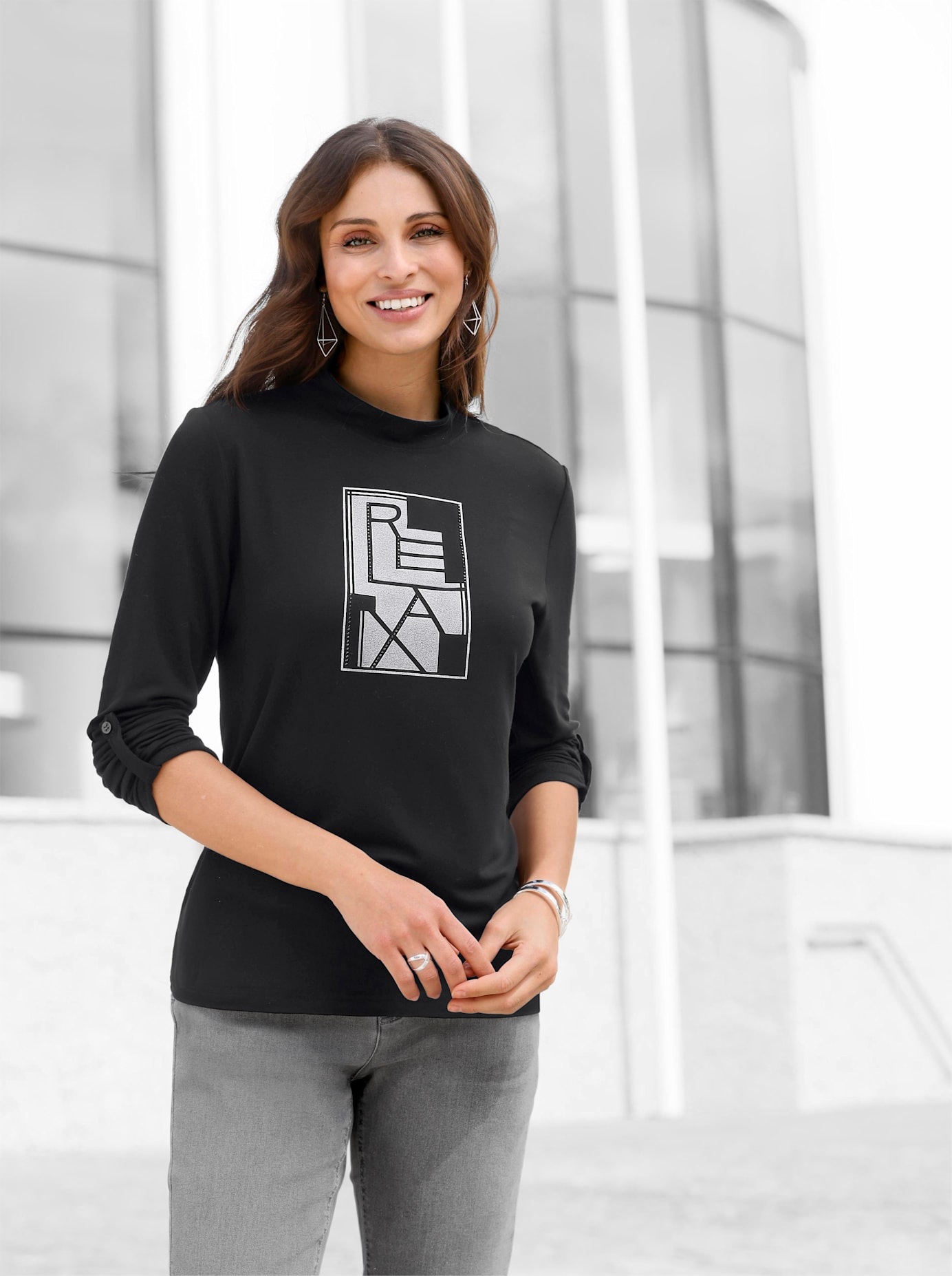 Inspirationen Stehkragenshirt »Stehkragen-Shirt« 1 Stk.