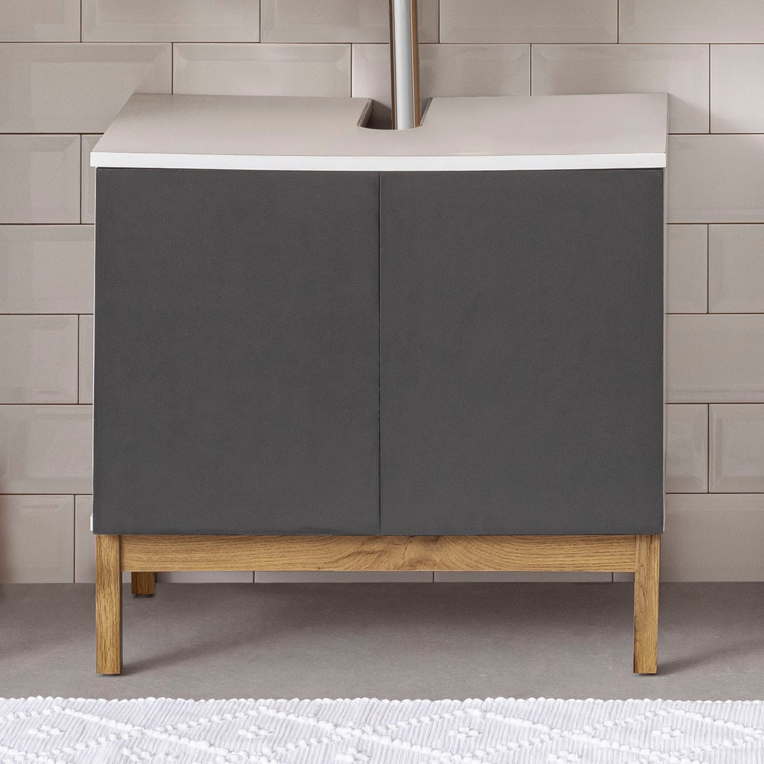 welltime Waschbeckenunterschrank »Stian«, mit 2 Türen und Siphonausschnitt, Breite 60 cm, Höhe 55,5 cm