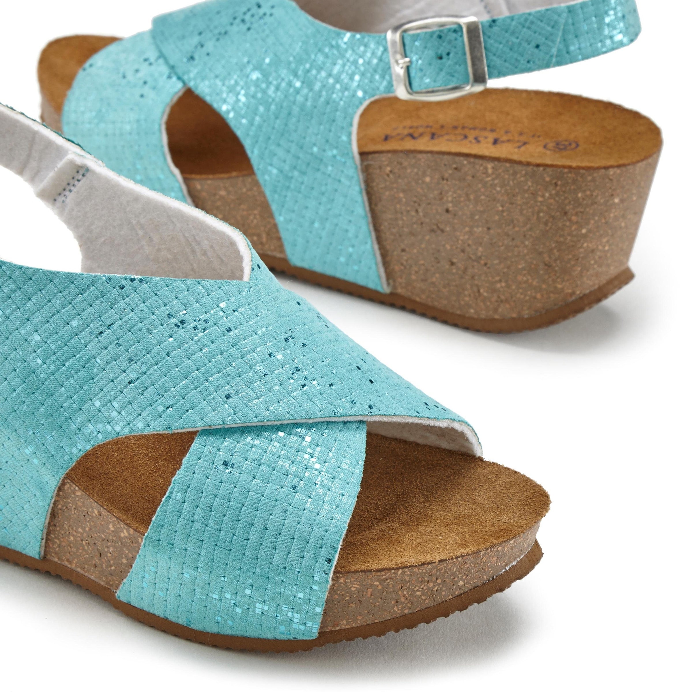 LASCANA Sandalette, Sandalette, Sommerschuh mit Keilabsatz und Korkfussbett