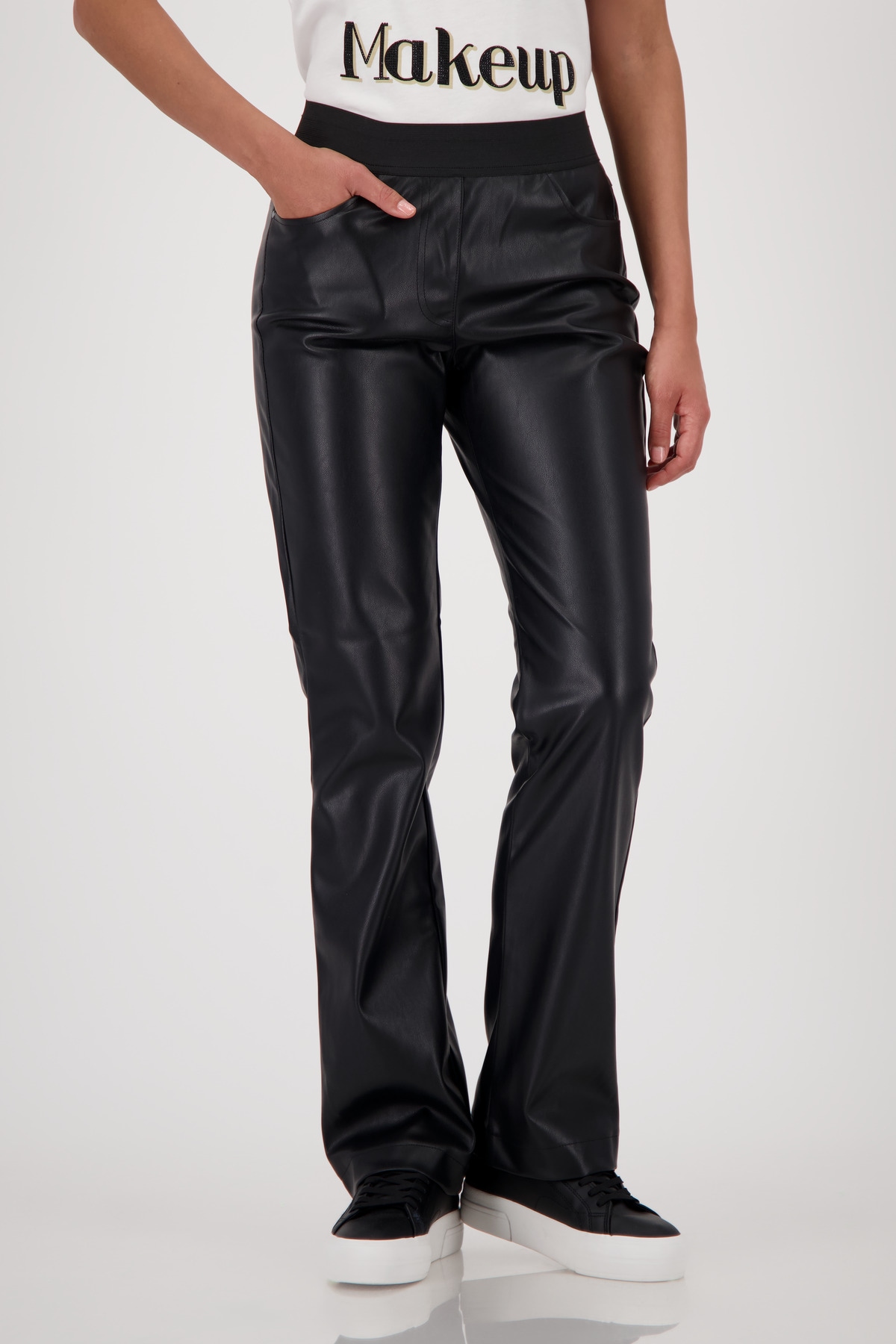 Monari Lederimitathose »Hose Lederimitat Schlupf« mit elastischem Bund