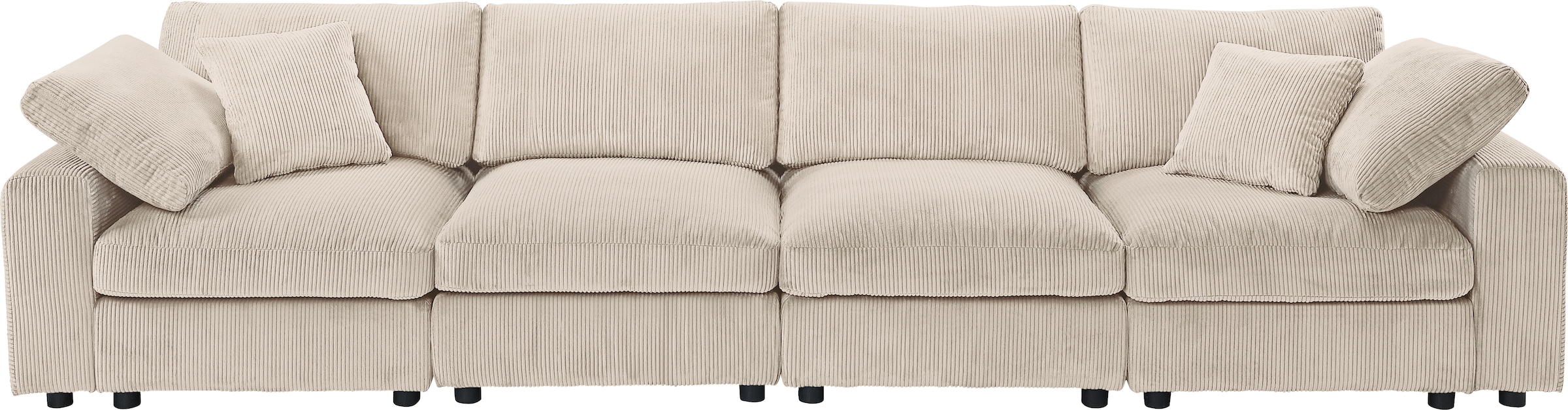 RAUM.ID 4-Sitzer »Bennid, XXL-Modulsofa mit vielen individuellen Stellmöglichkeiten«, (Set, 4 St.), inklusive 2 grossen & 2 kleinen Zierkissen im flauschigen Cord