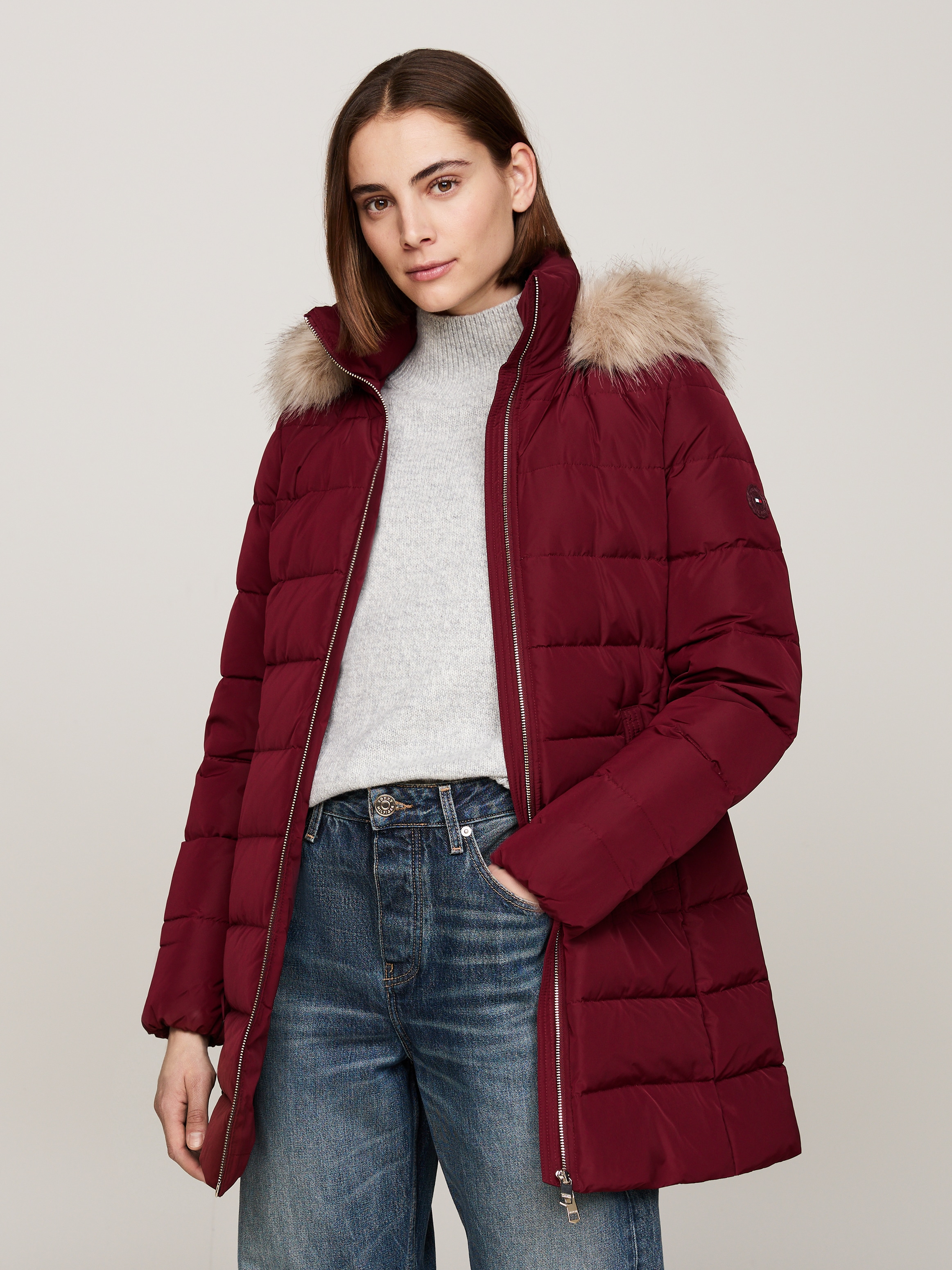 Tommy Hilfiger Steppmantel »HERITAGE DOWN TYRA COAT WITH FUR«, mit Fellimitat