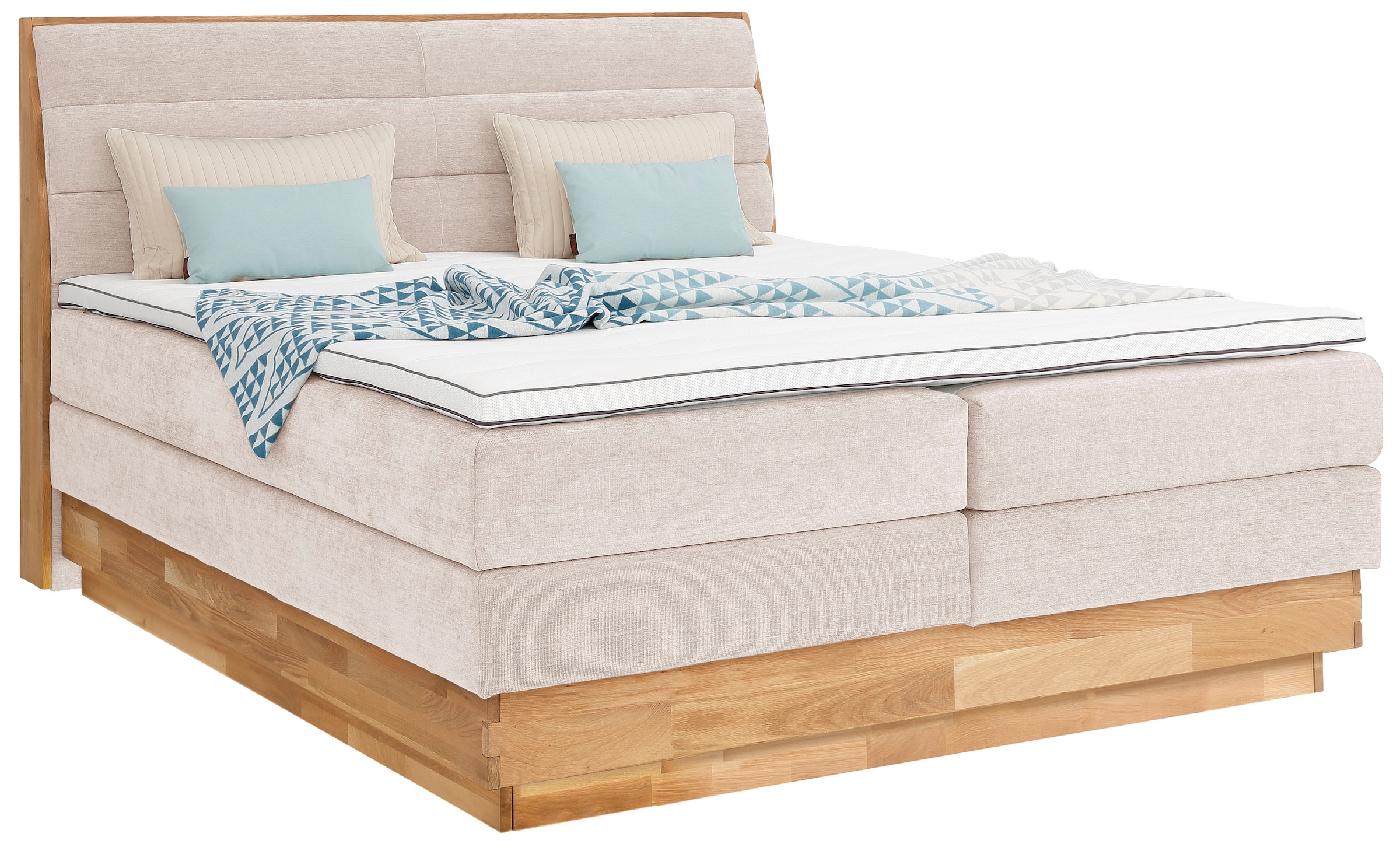GOODproduct Boxspringbett »Jenna«, ohne LED-Beleuchtung, mit zertifizierten, recycelten Bezugsstoffen