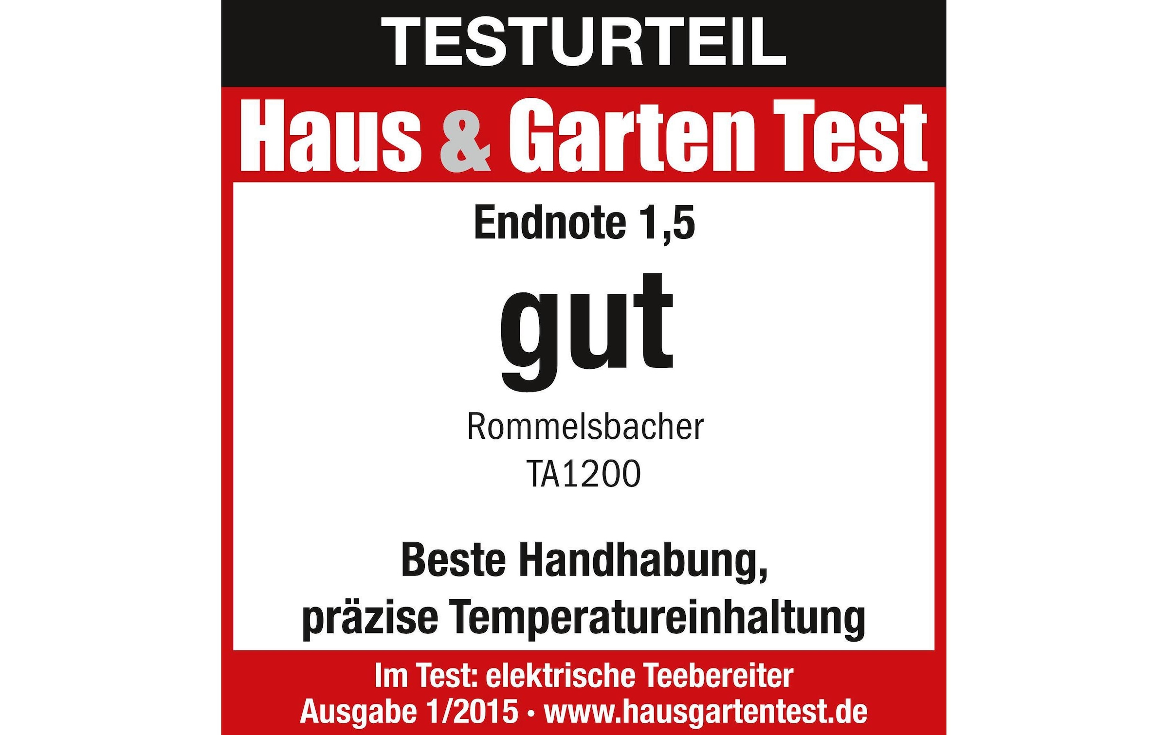 Rommelsbacher Wasser-/Teekocher »»TA 1200 Schwarz««, 1200 W, Lieferung mit passendem CH-Fixadapter