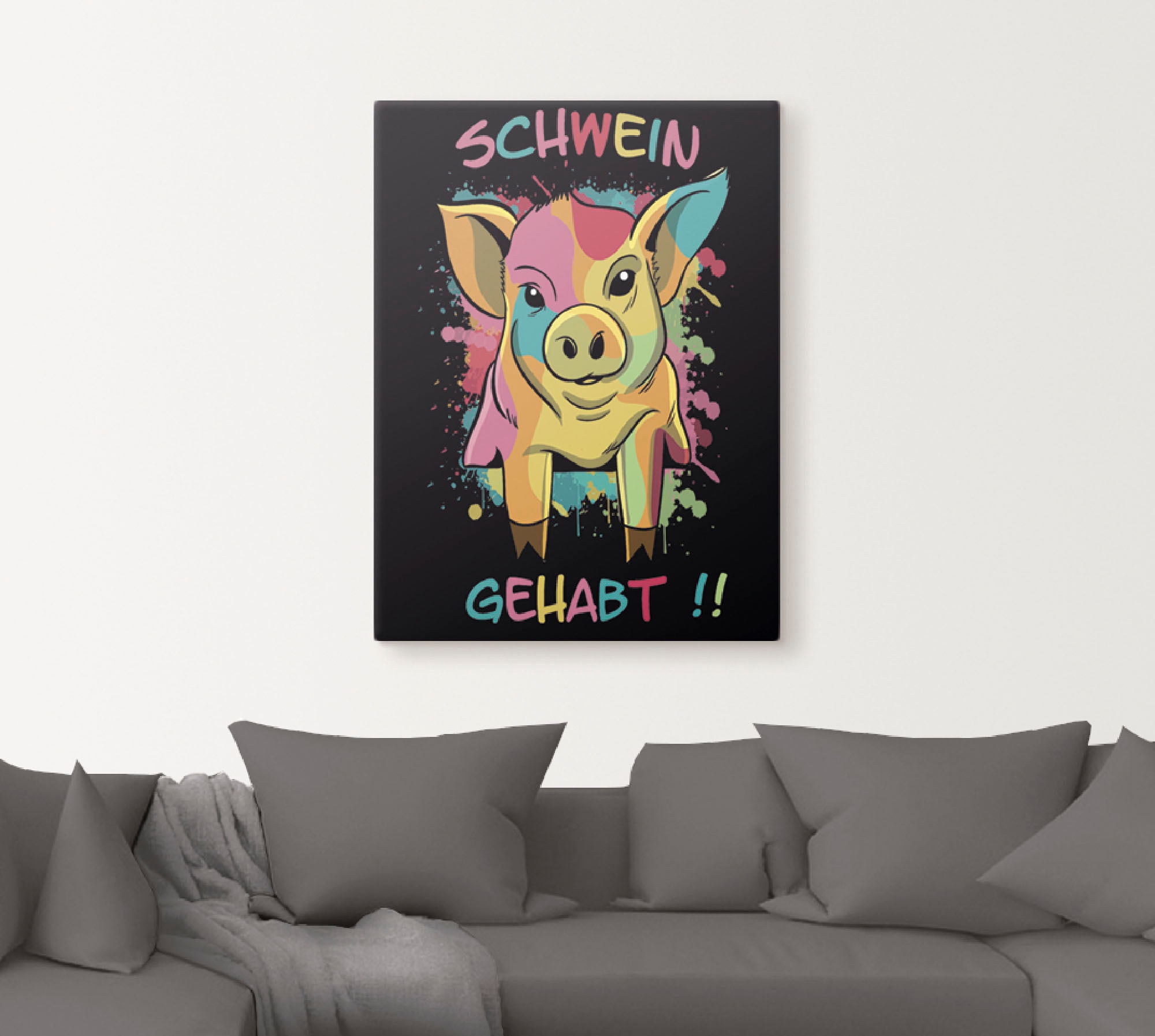 Artland Leinwandbild »Schwein Gehabt«, Humor, (1 St.), auf Keilrahmen gespannt