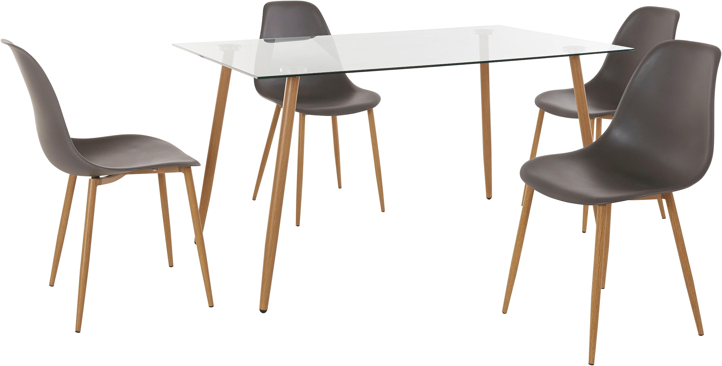 INOSIGN Essgruppe »Miller«, (Set, 5 tlg.), Eckiger Glastisch mit 4 Stühlen ( Kunststoffschale) online kaufen | Jelmoli-Versand