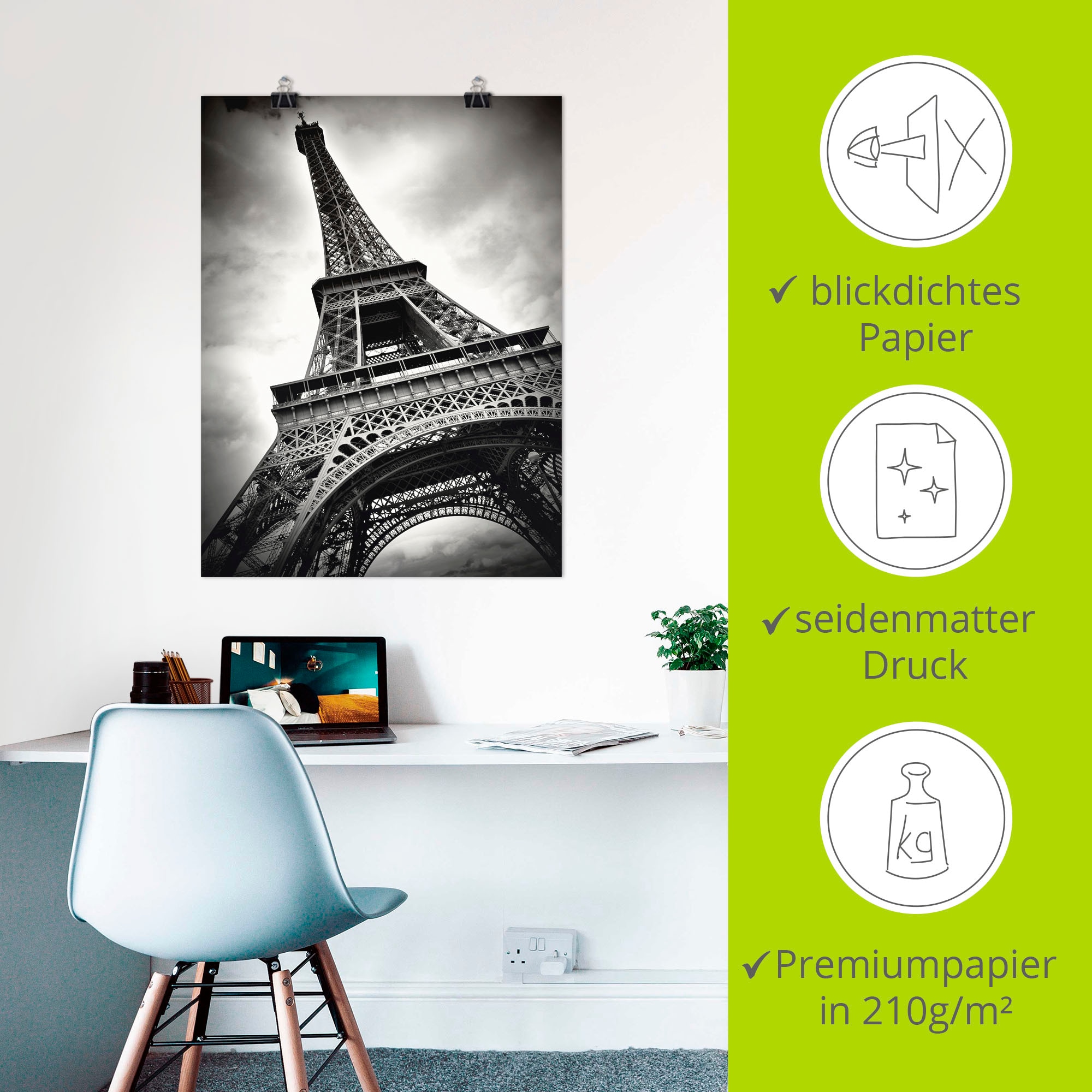 Artland Wandbild »Eiffelturm Paris«, Gebäude, (1 St.), als Leinwandbild, Poster in verschied. Grössen
