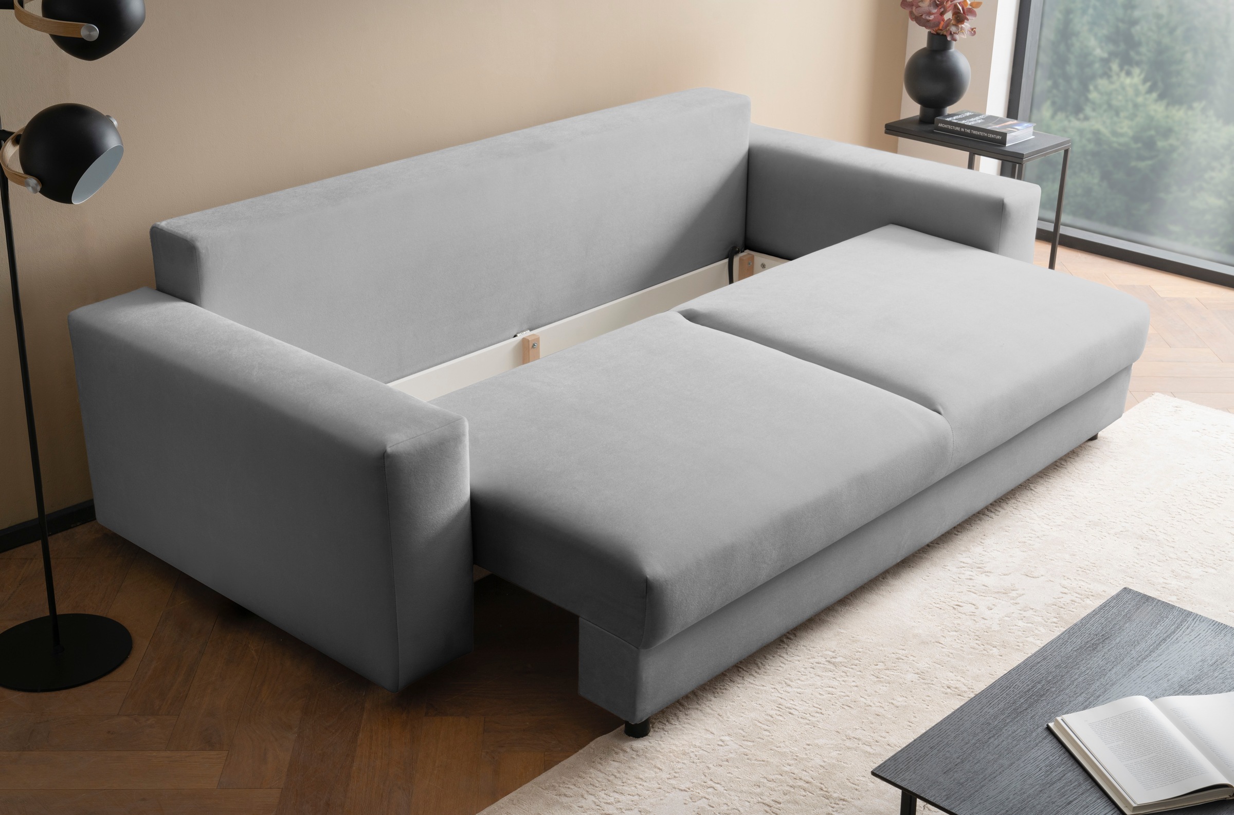 LeGer Home by Lena Gercke Schlafsofa »Imoga, Polster mit Schlaffunktion, 3-Sitzer Sofa, Couch mit Bettkasten«, in modernen Farben und Stoffen, Bettfunktion, Liegefläche: 200x150 cm