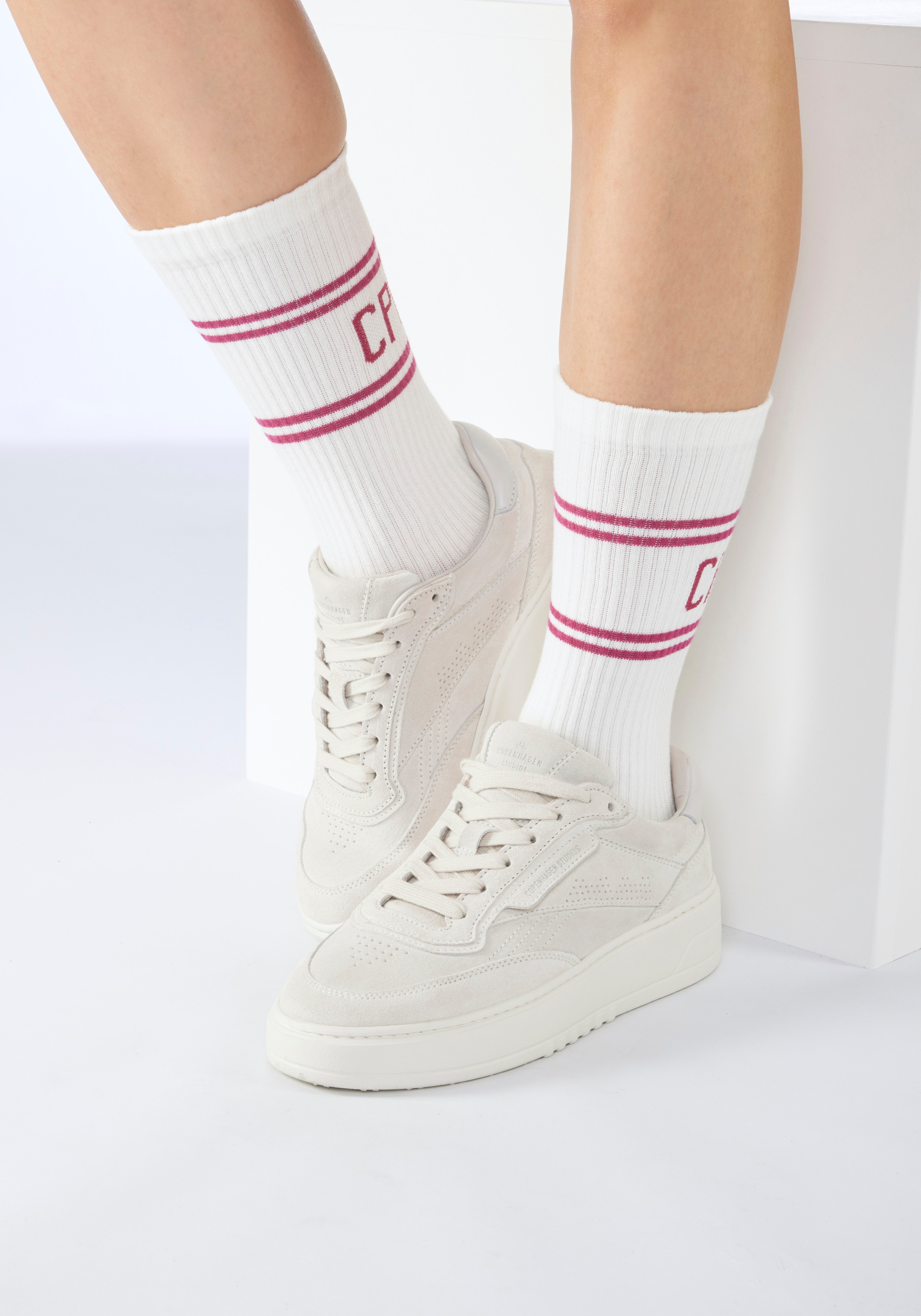 Copenhagen Studios Langsocken, (Packung, 2 Paar), mit Pikeé-Struktur unter der Sohle