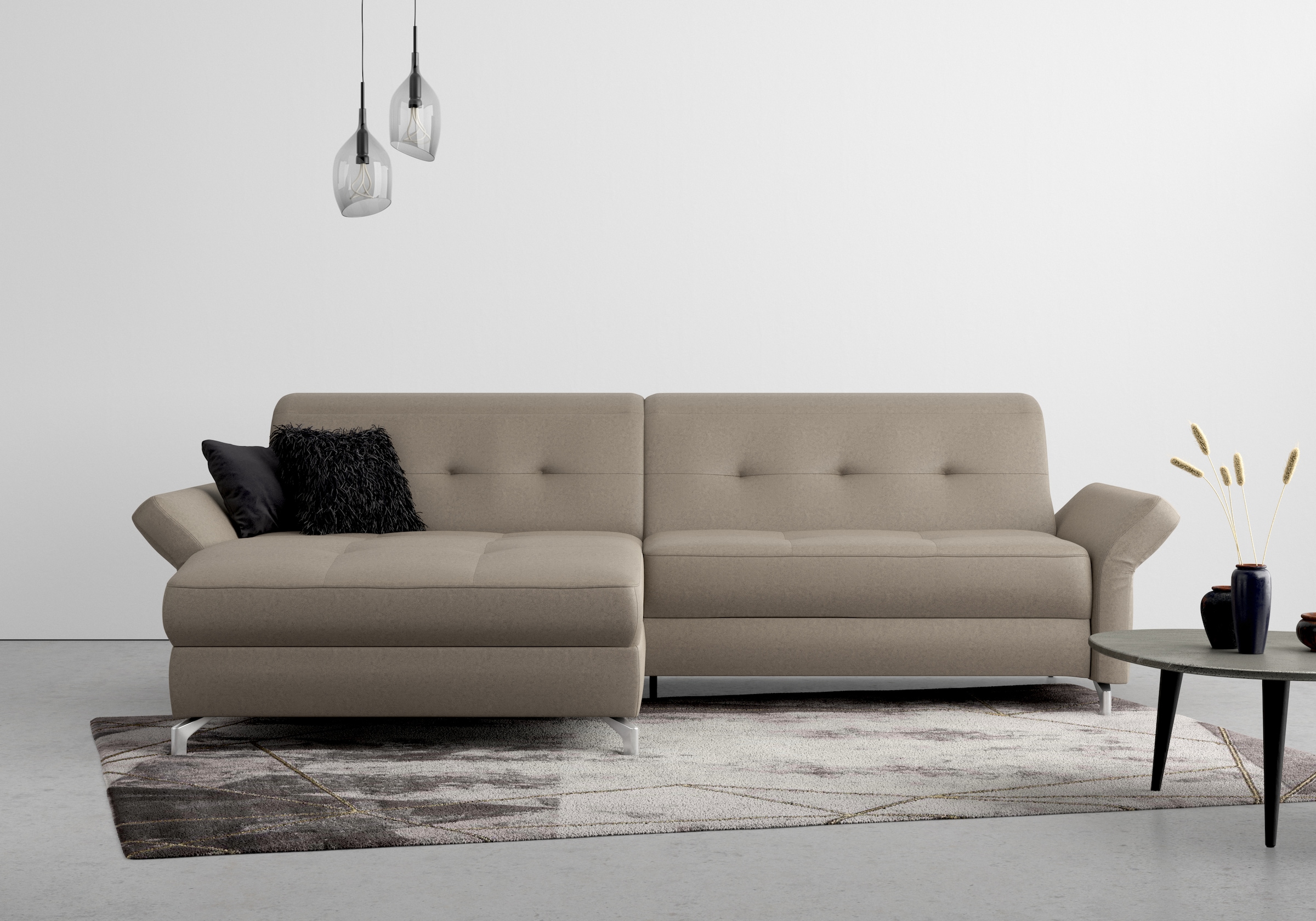 Home affaire Ecksofa "Maredo L-Form" Federkern, wahlweise auch mit Kopfteil- und Armlehnverstellung