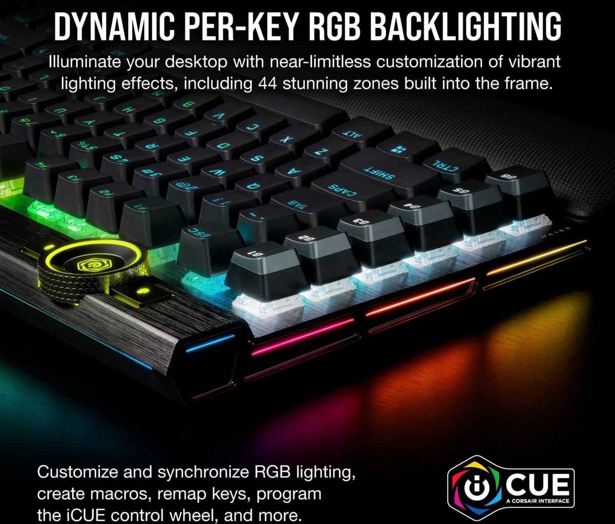 Corsair Gaming-Tastatur »Corsair K100 RGB«, (Handgelenkauflage-Multimedia-Tasten-programmierbare G-Tasten)