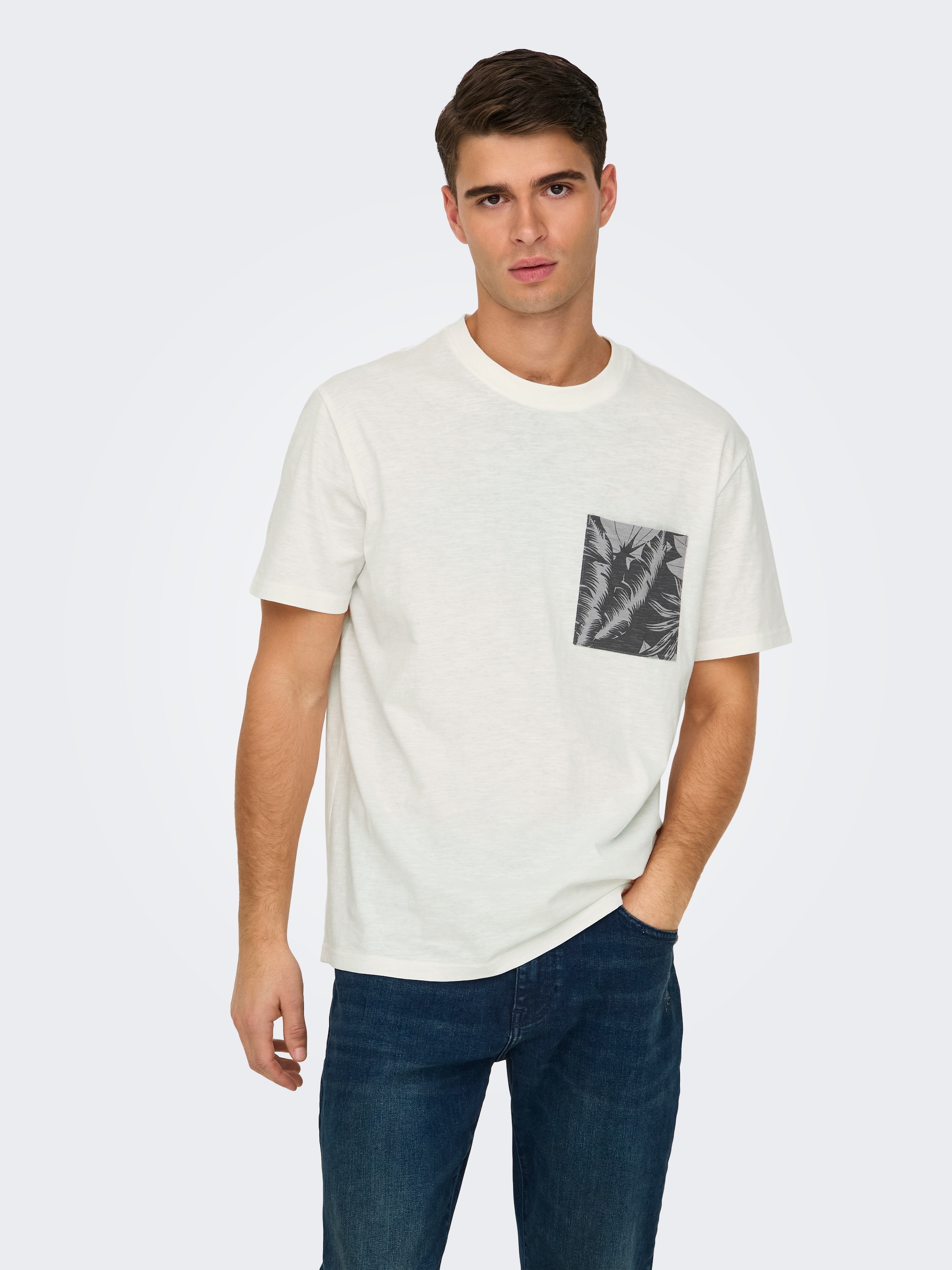ONLY & SONS Rundhalsshirt »ONSPERRY LIFE REG LEAF POCKETTEE«