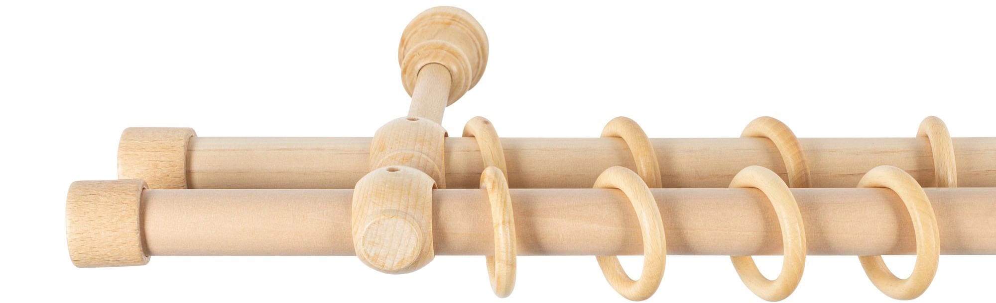 SN DECO GROUP Gardinenstange »Cafiro«, 2 läufig-läufig, Fixmass, 28 mm, Holz, verschiedene Längen und Farben, Komplettset