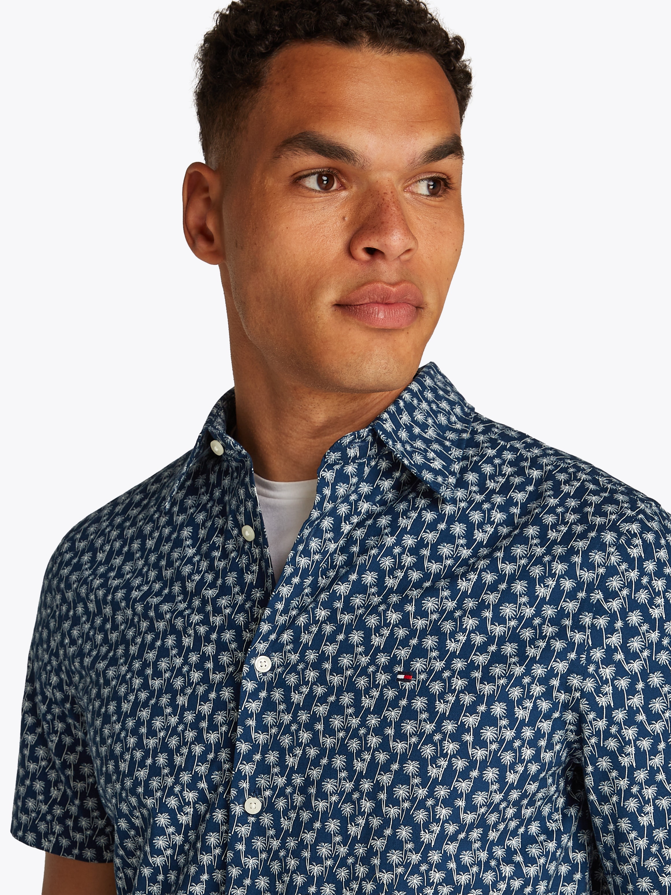 Tommy Hilfiger Kurzarmhemd »FLEX POPLIN PALM SS SF SHIRT«